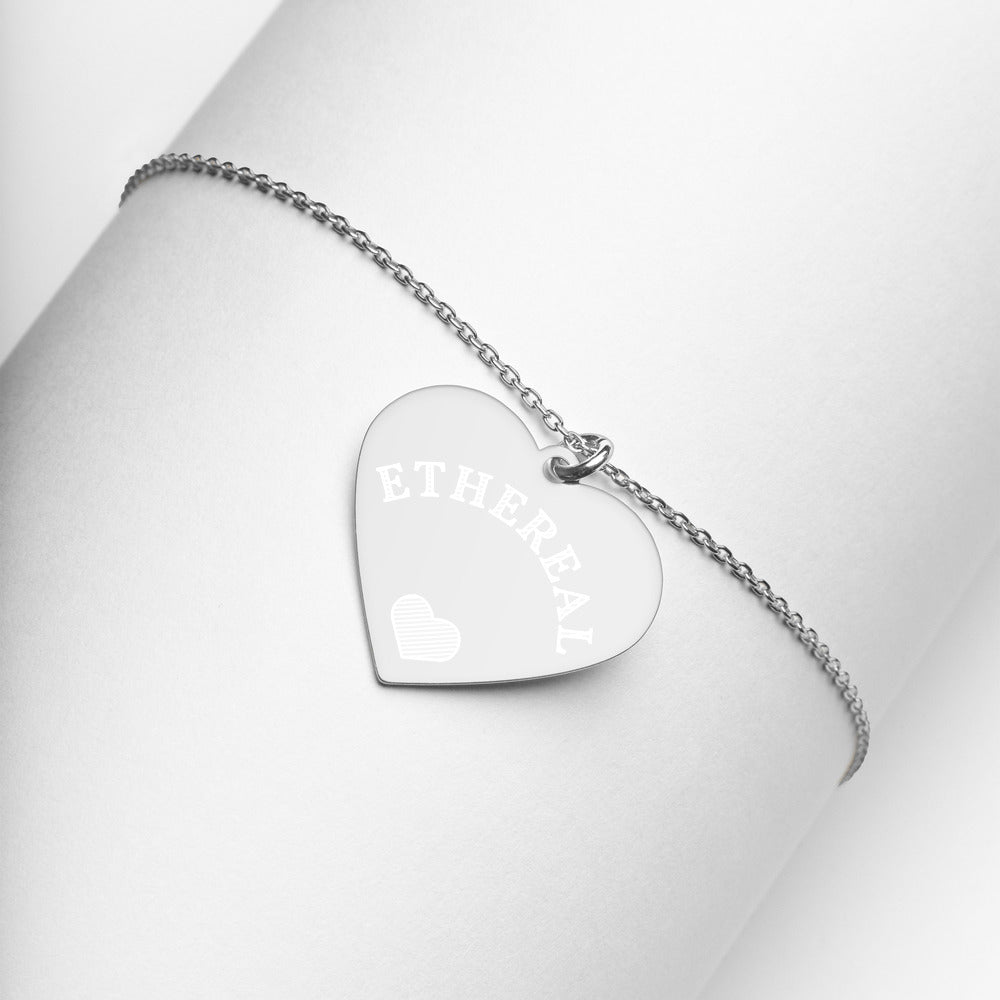 【Free Shipping】空靈 Ethereal | 雕刻純銀心形項鍊 Engraved Silver Heart Necklace