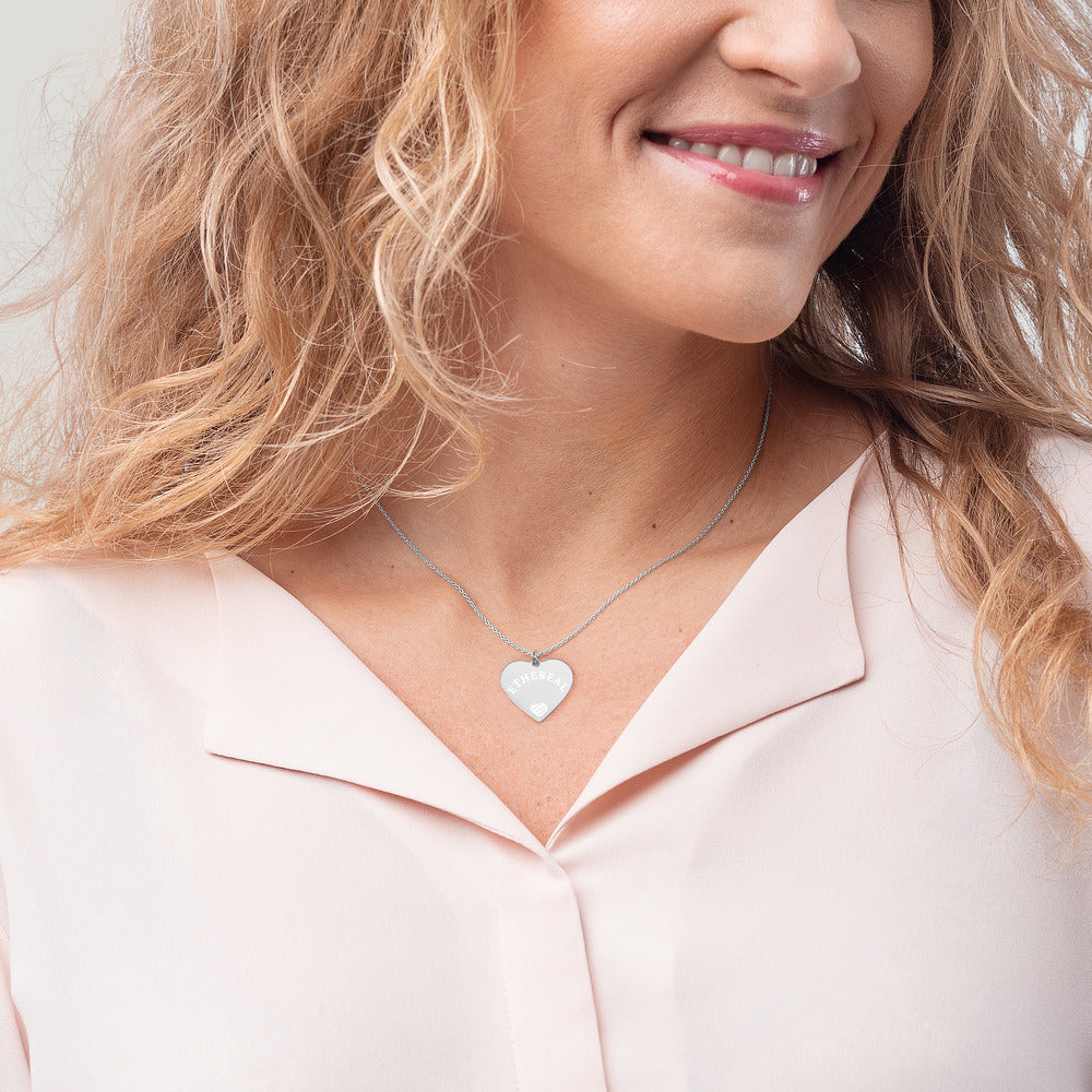 【Free Shipping】空靈 Ethereal | 雕刻純銀心形項鍊 Engraved Silver Heart Necklace