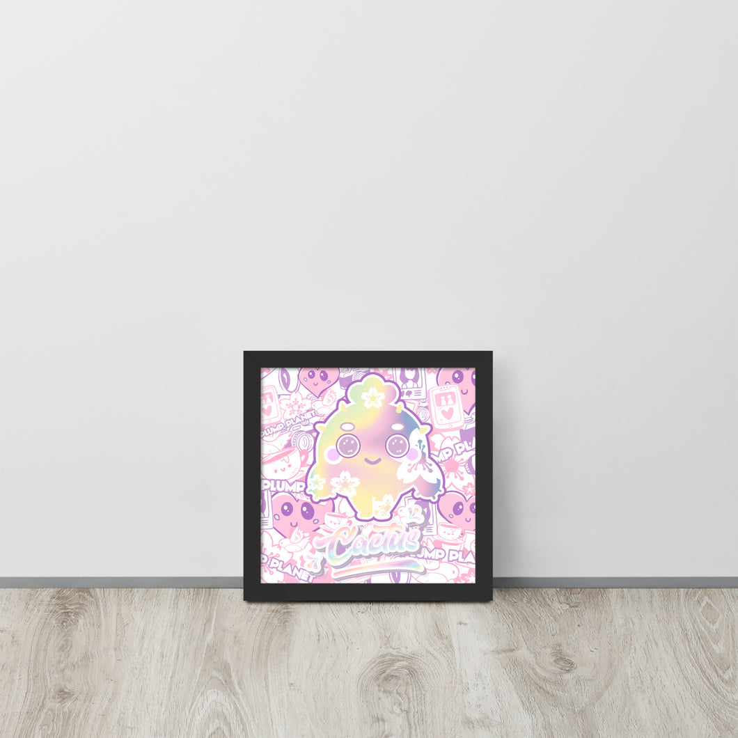 Sakura Pink Cactus Lady | 可再生木製框架啞光海報 Framed Matte Poster