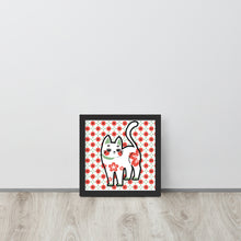 Load image into Gallery viewer, Red Green Cat with Flower Pattern | 可再生木製框架啞光海報 Framed Matte Poster
