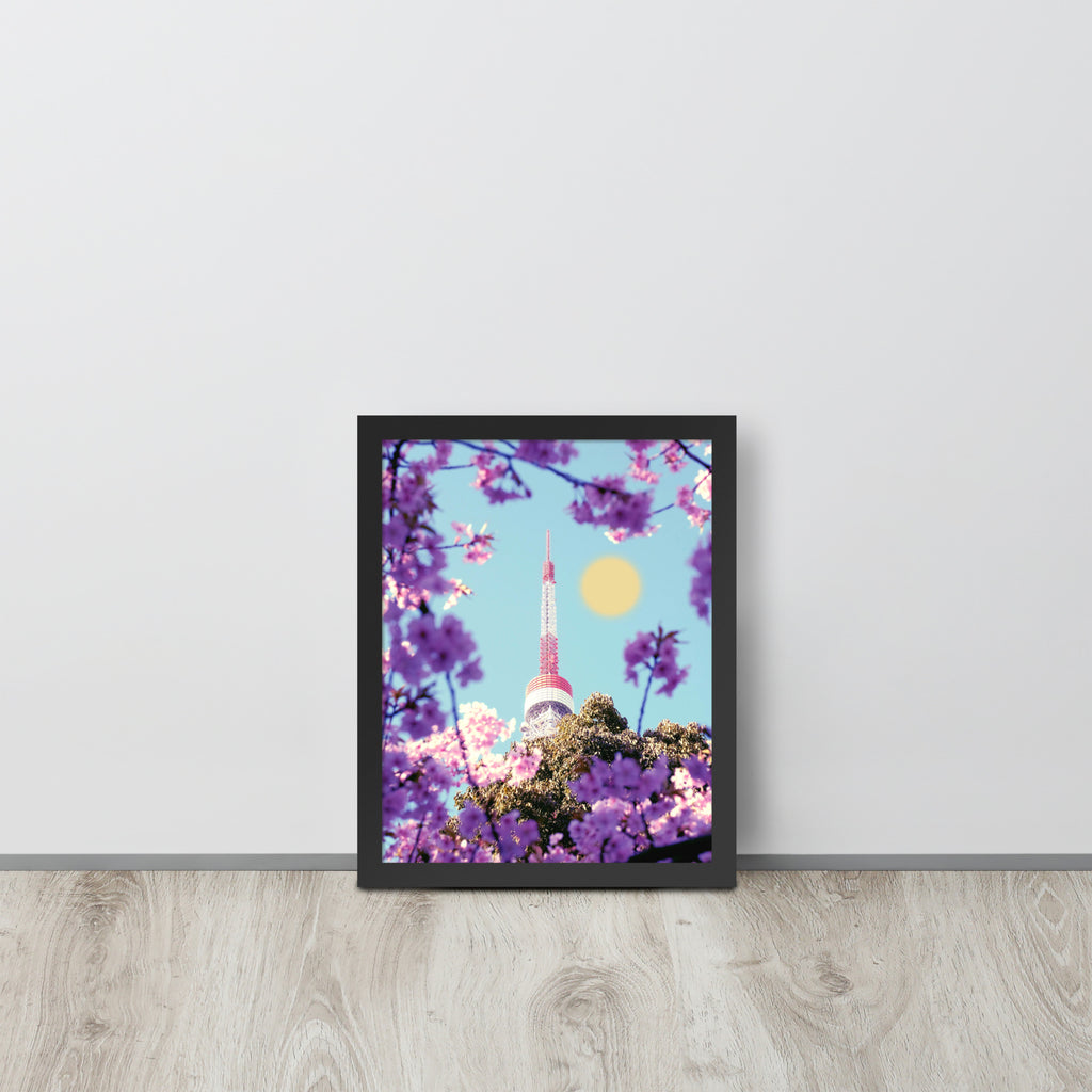 Sakura Japan Tower | 可再生木製框架啞光海報 Framed Matte Poster