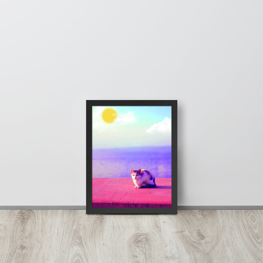 Cat in Seaside | 可再生木製框架啞光海報 Framed Matte Poster