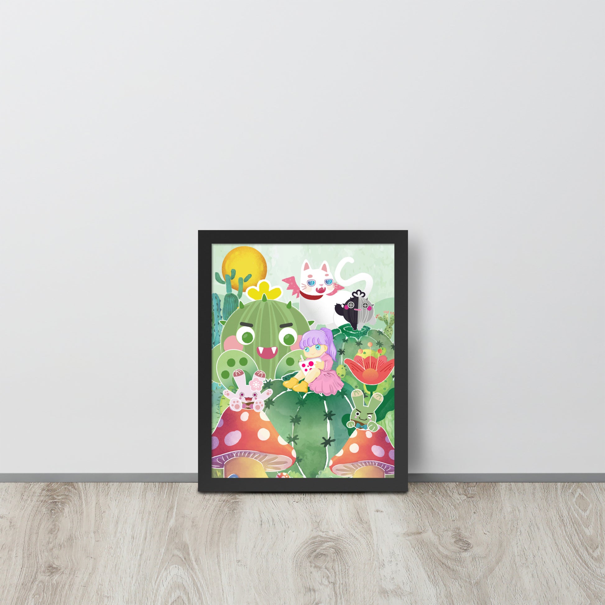 Plump Cactus Forest | 可再生木製框架啞光海報 Framed Matte Poster