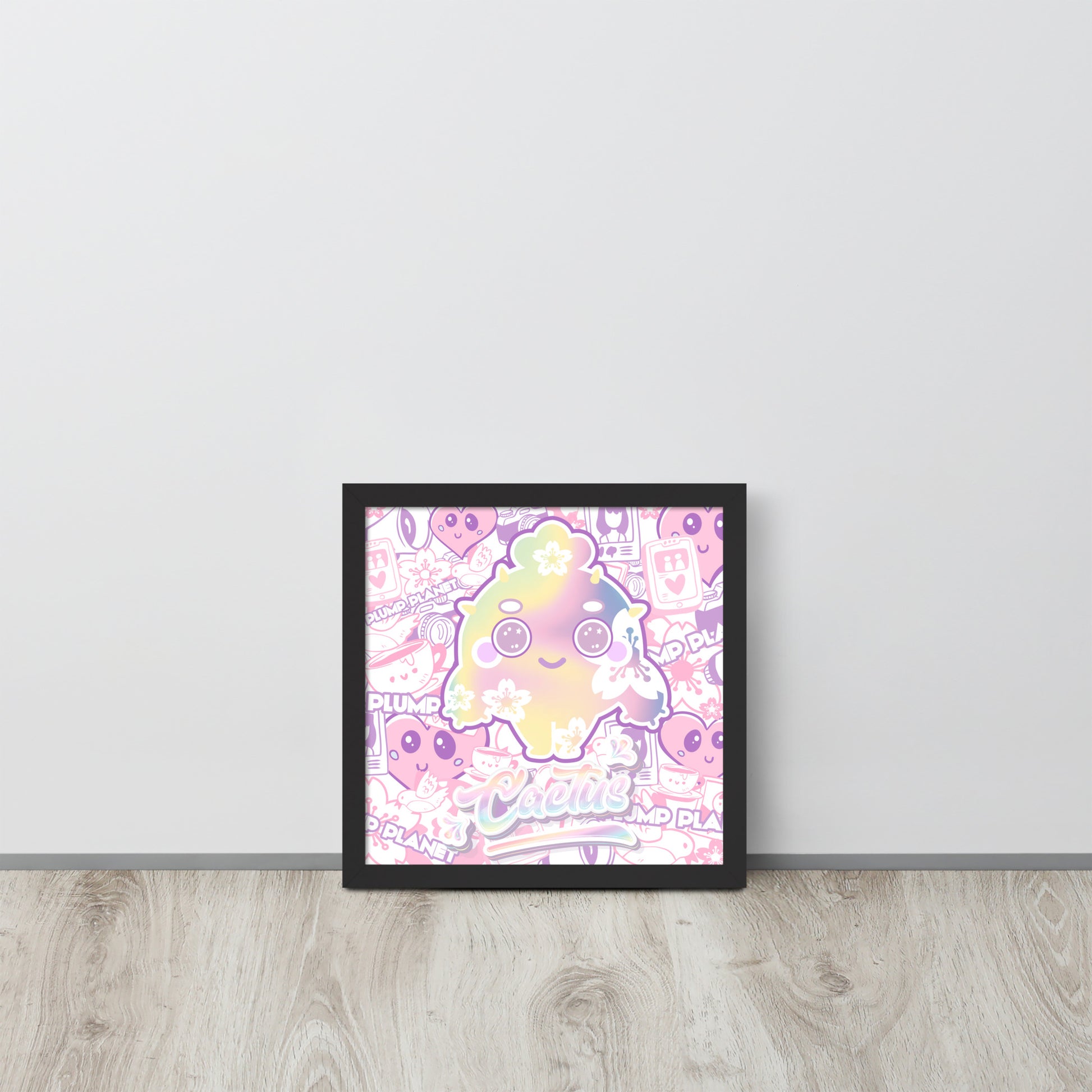 Sakura Pink Cactus Lady | 可再生木製框架啞光海報 Framed Matte Poster