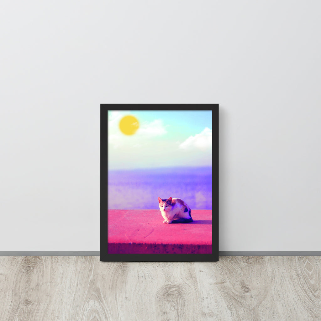 Cat in Seaside | 可再生木製框架啞光海報 Framed Matte Poster