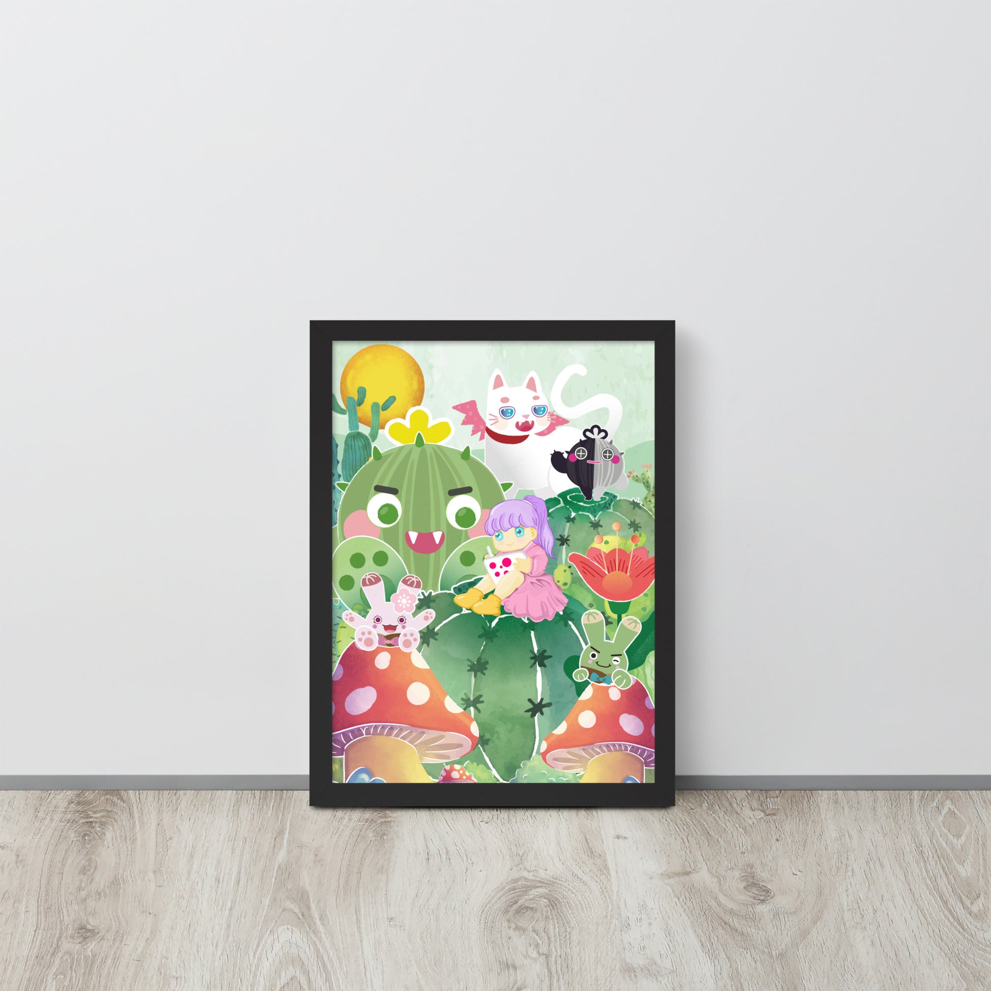 Plump Cactus Forest | 可再生木製框架啞光海報 Framed Matte Poster