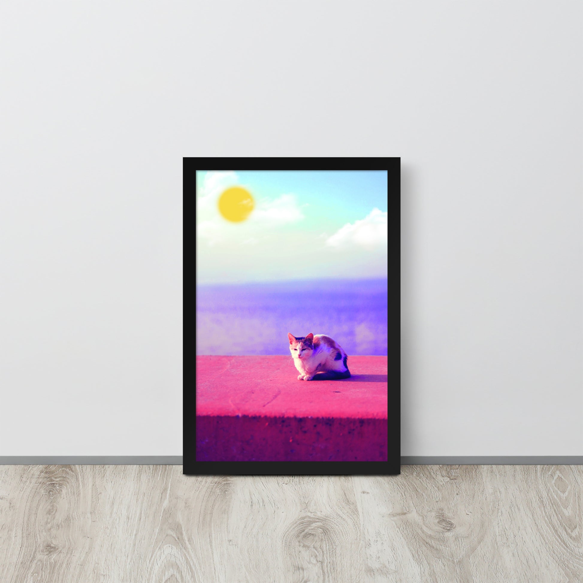 Cat in Seaside | 可再生木製框架啞光海報 Framed Matte Poster
