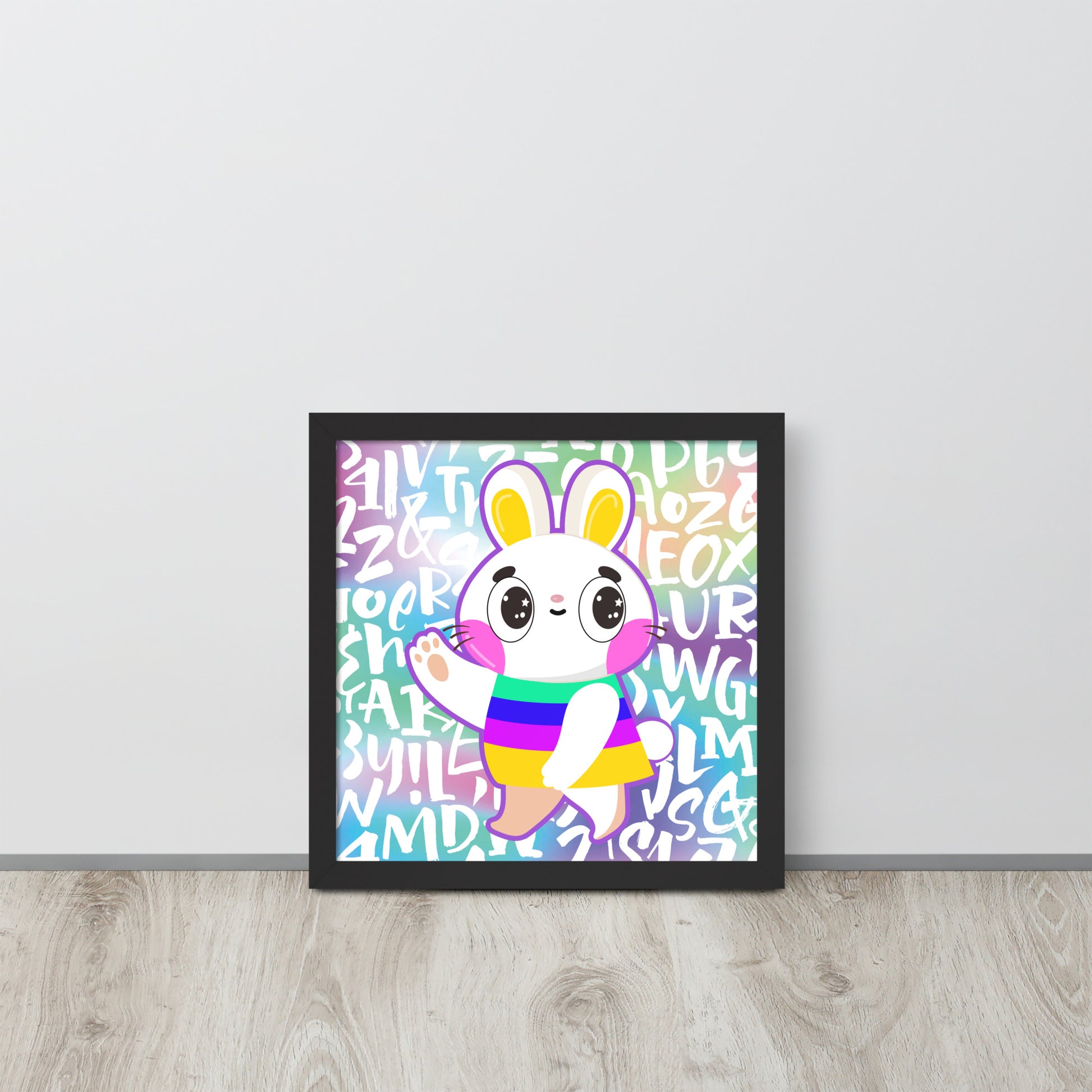 Rainbow Rabbit | 可再生木製框架啞光海報 Framed Matte Poster