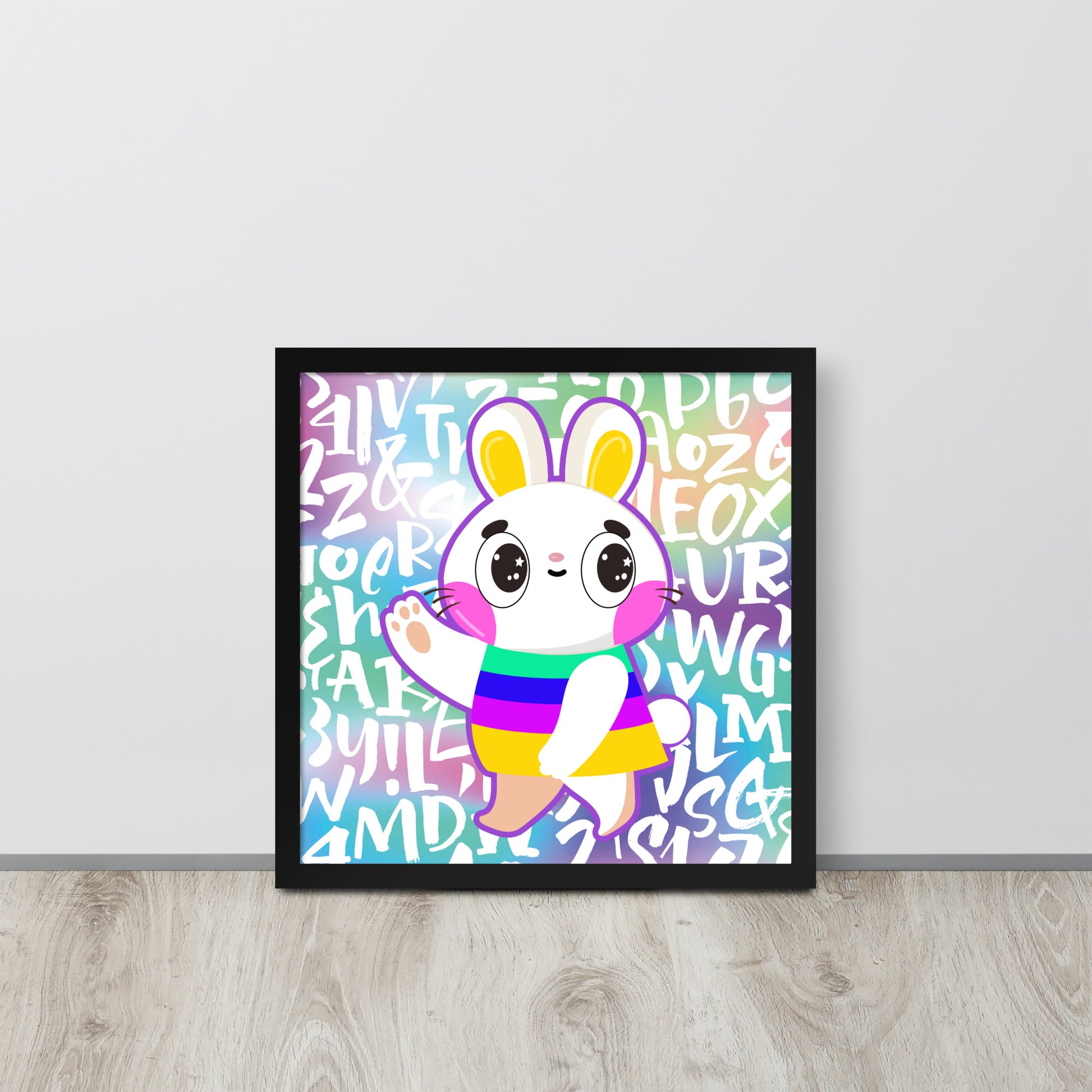 Rainbow Rabbit | 可再生木製框架啞光海報 Framed Matte Poster