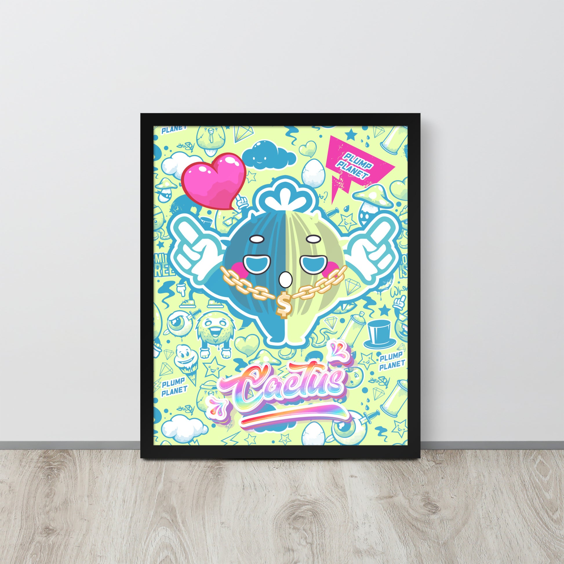 Rock Cactus Boy | 可再生木製框架啞光海報 Framed Matte Poster