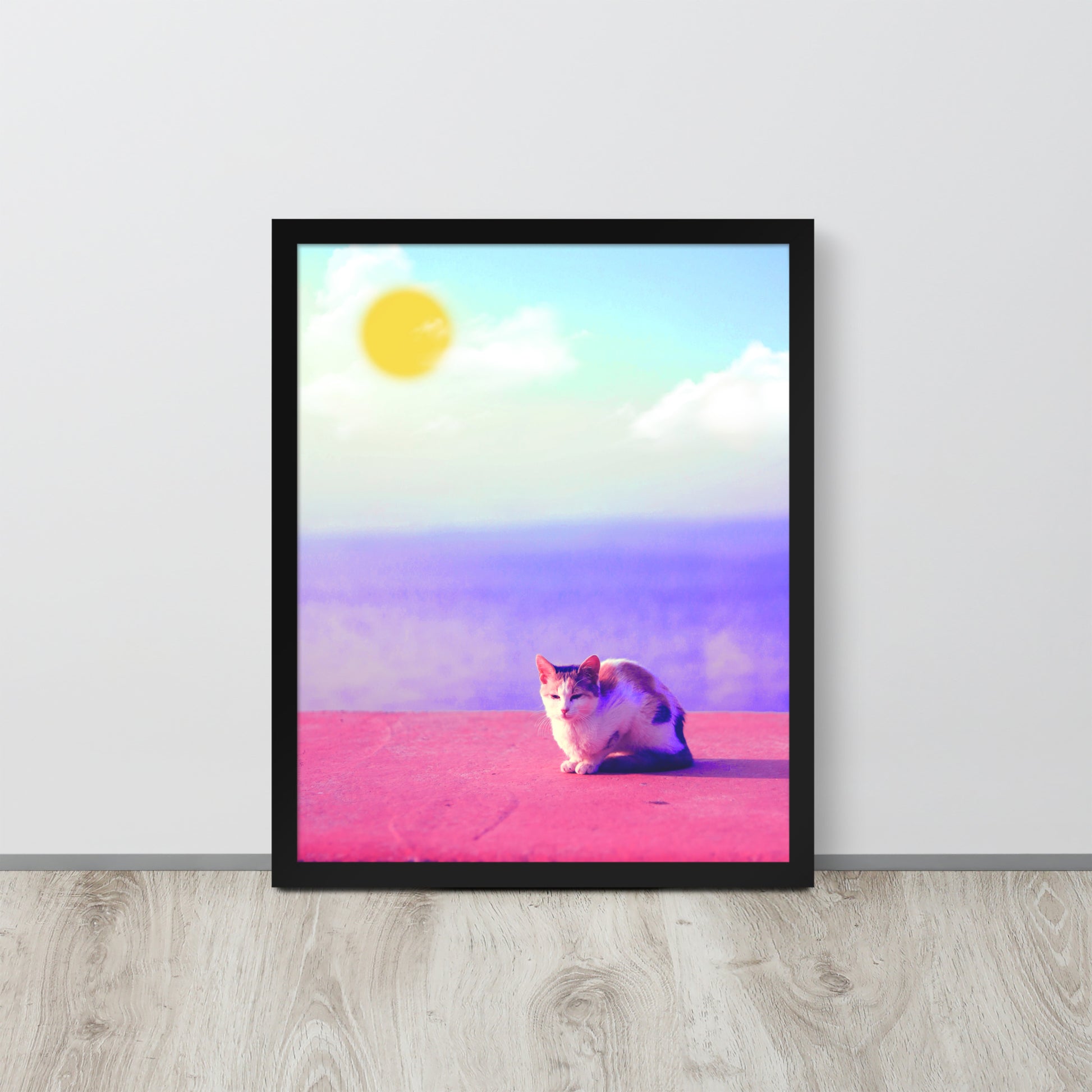Cat in Seaside | 可再生木製框架啞光海報 Framed Matte Poster