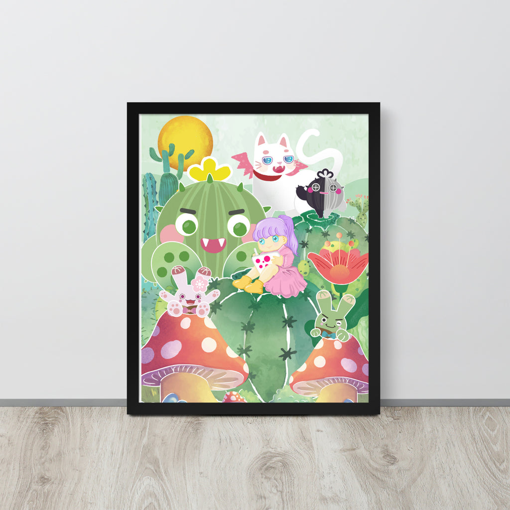 Plump Cactus Forest | 可再生木製框架啞光海報 Framed Matte Poster