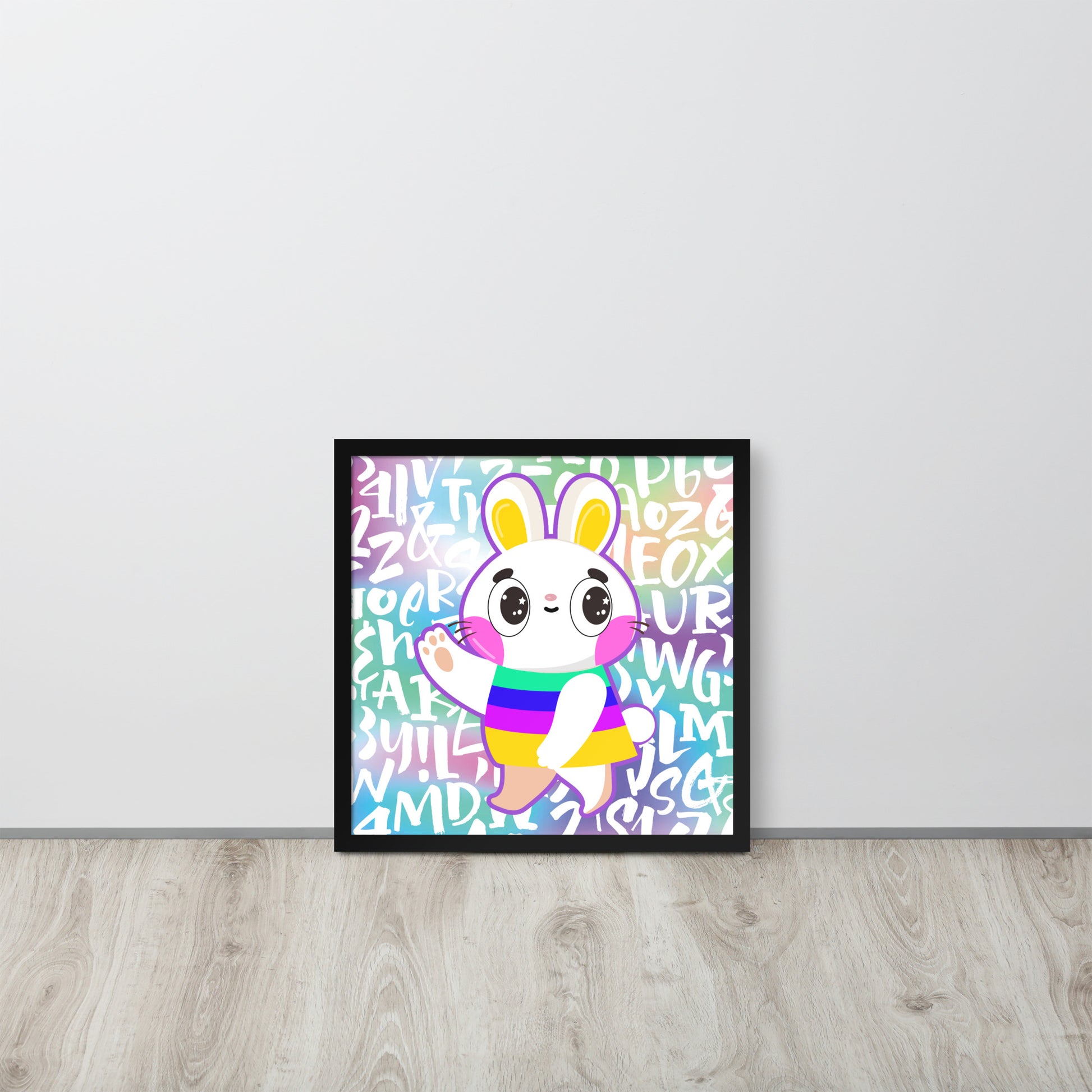 Rainbow Rabbit | 可再生木製框架啞光海報 Framed Matte Poster