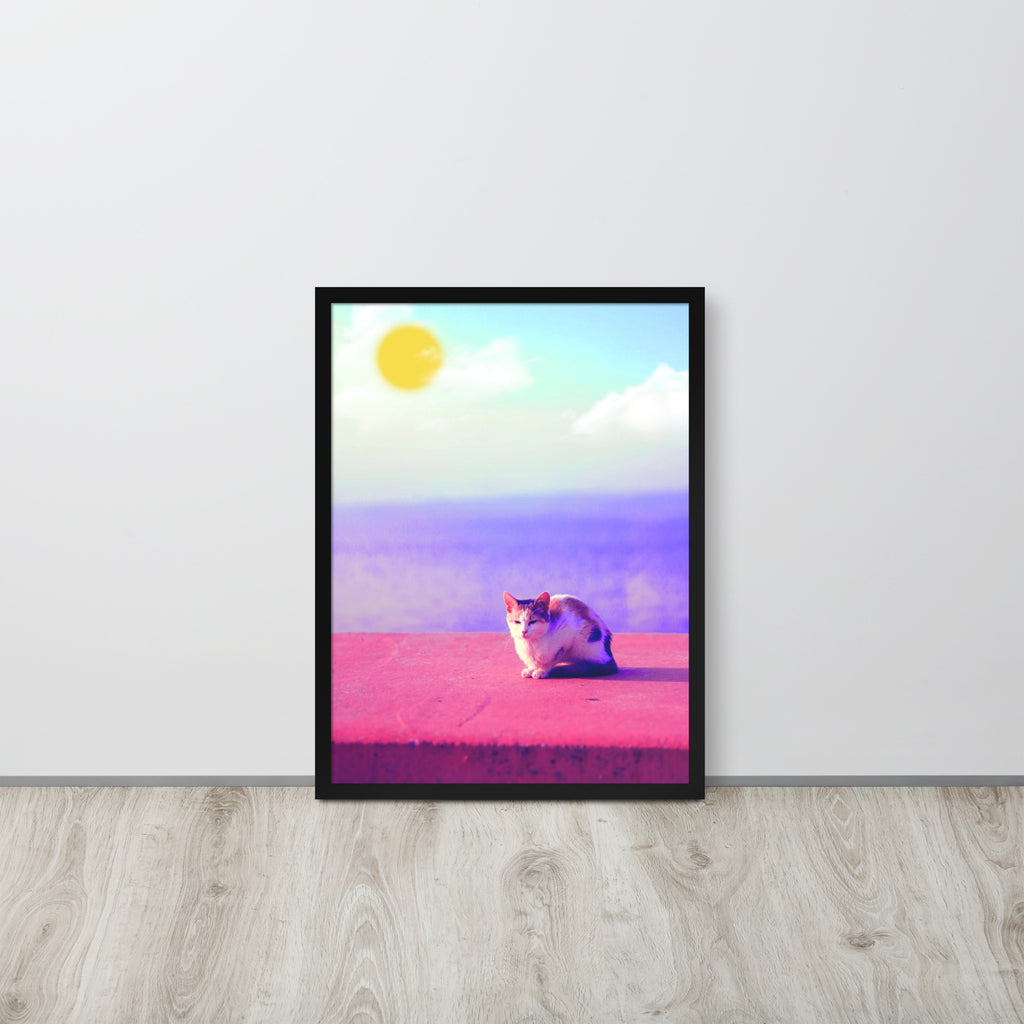 Cat in Seaside | 可再生木製框架啞光海報 Framed Matte Poster