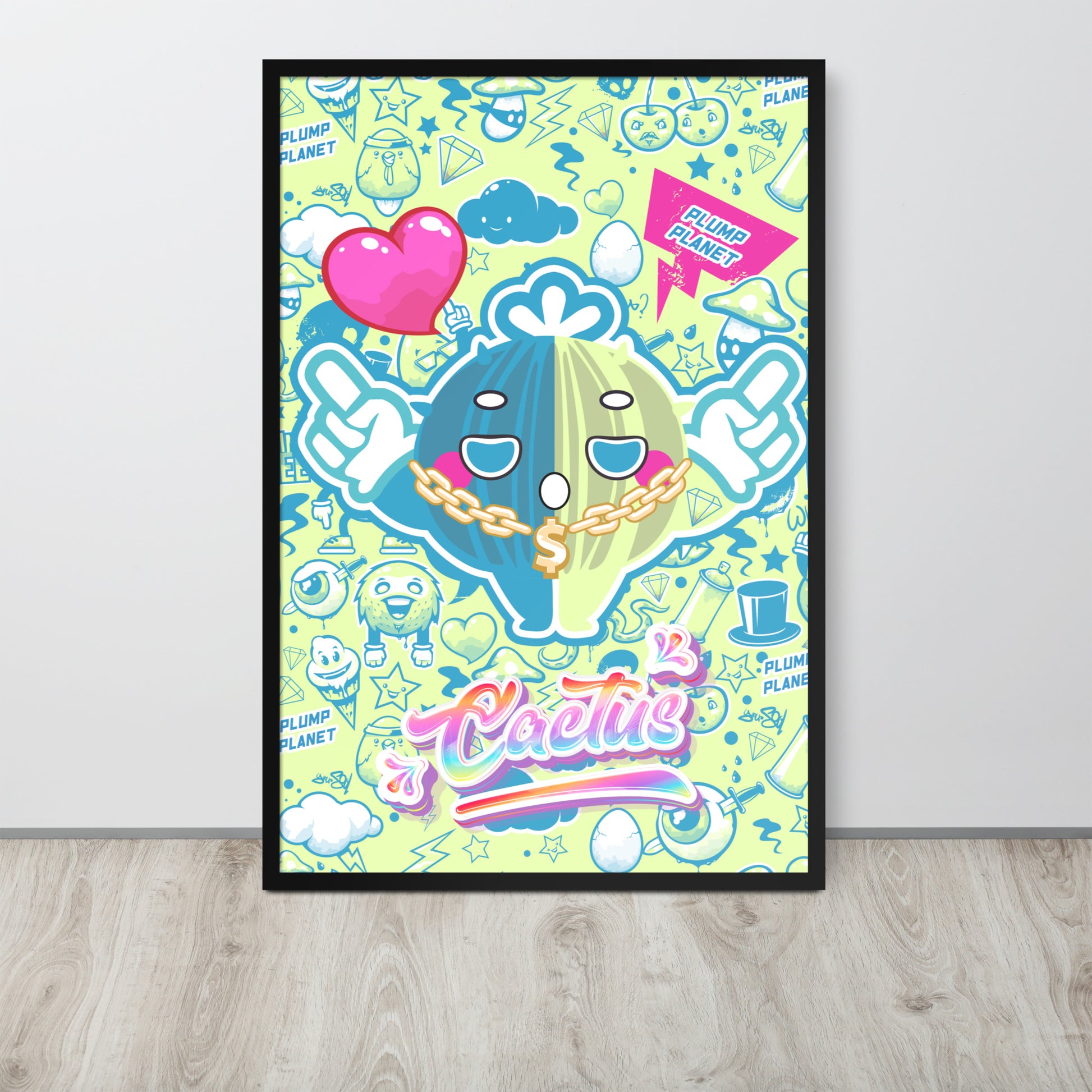 Rock Cactus Boy | 可再生木製框架啞光海報 Framed Matte Poster