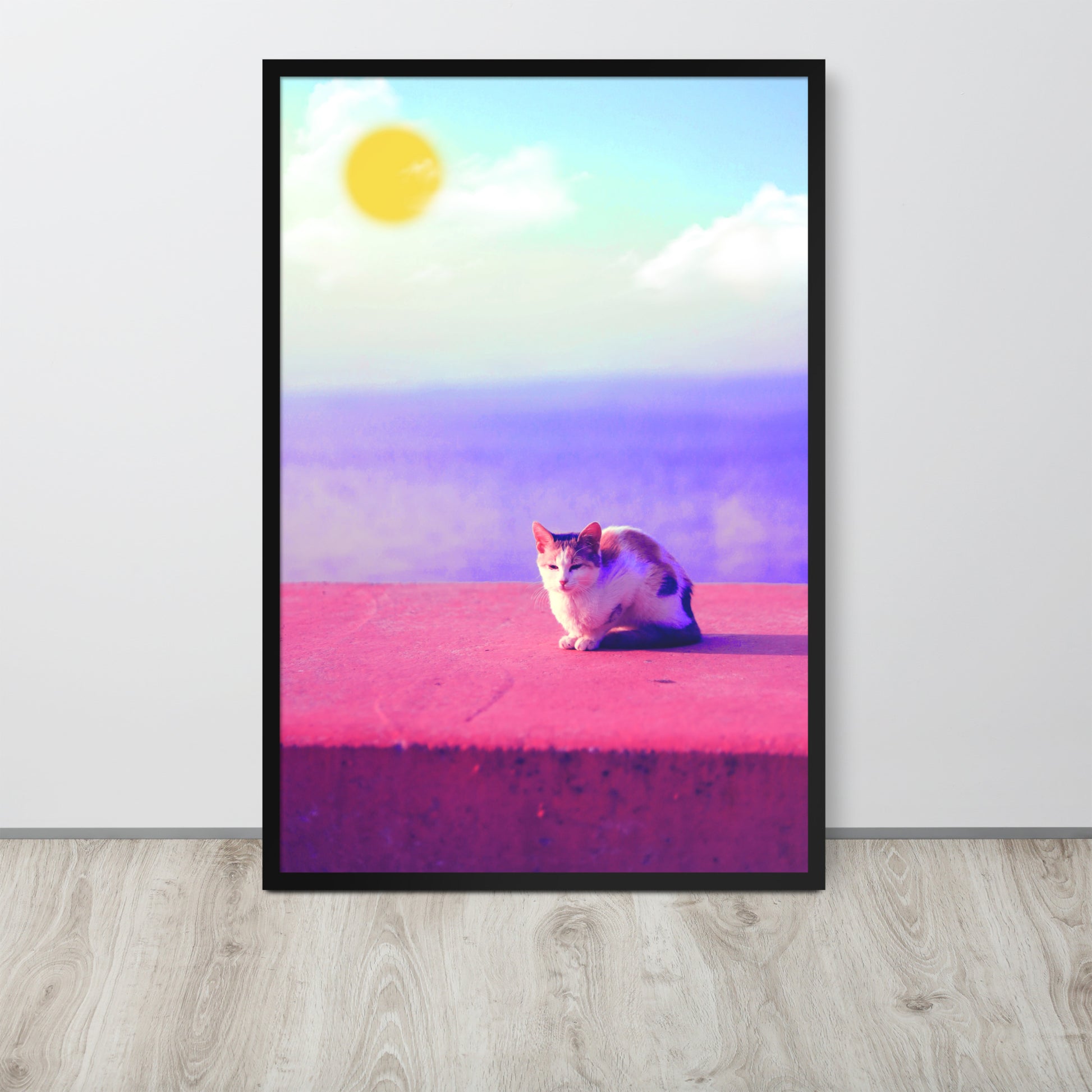 Cat in Seaside | 可再生木製框架啞光海報 Framed Matte Poster