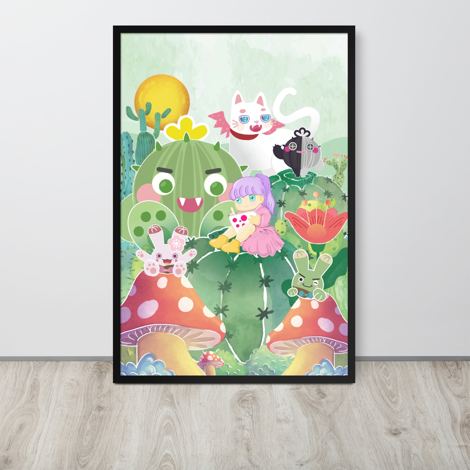 Plump Cactus Forest | 可再生木製框架啞光海報 Framed Matte Poster