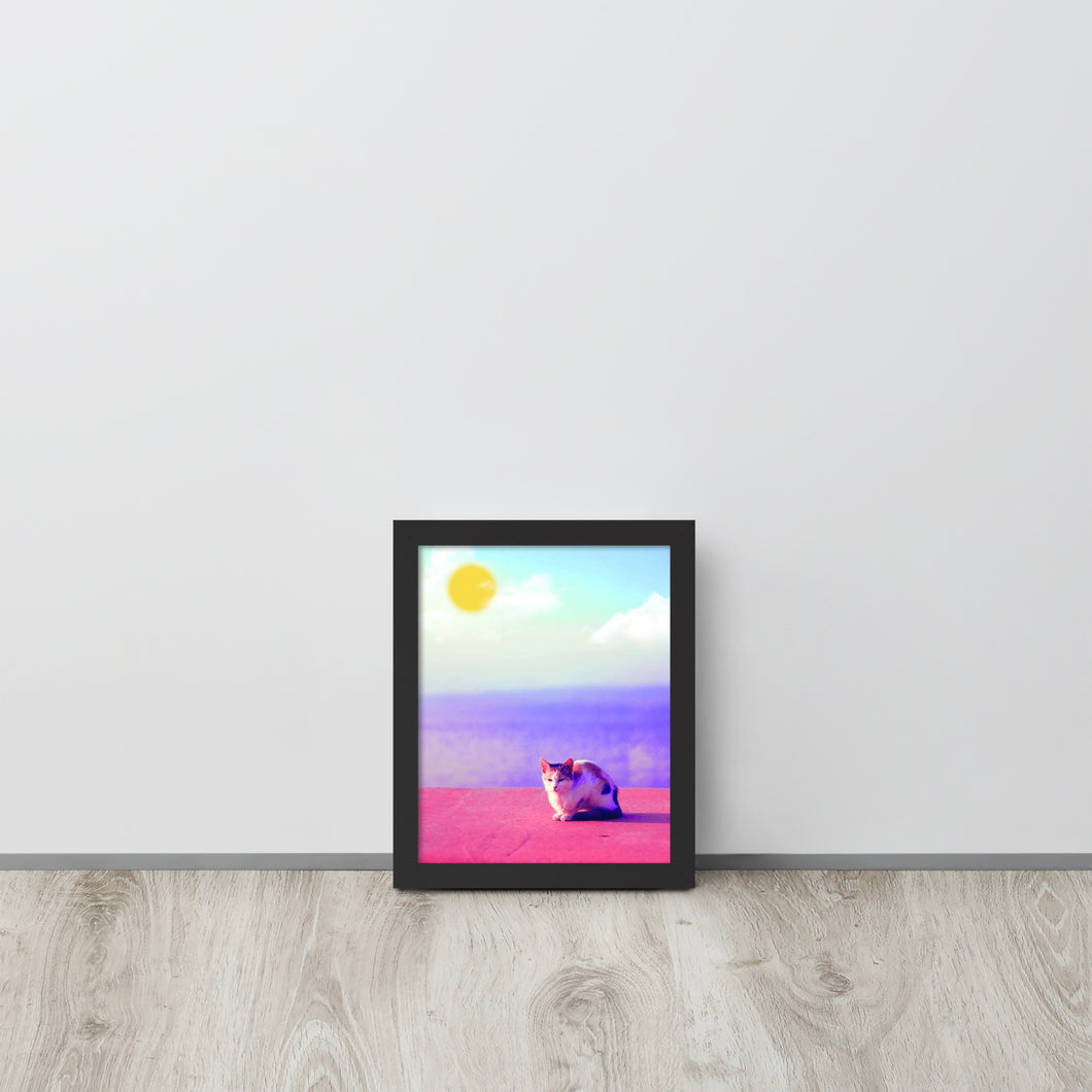 Cat in Seaside | 可再生木製框架啞光海報 Framed Matte Poster