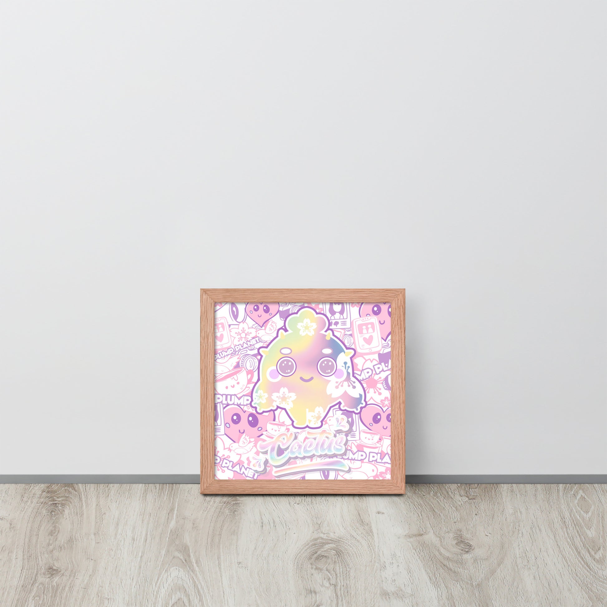 Sakura Pink Cactus Lady | 可再生木製框架啞光海報 Framed Matte Poster