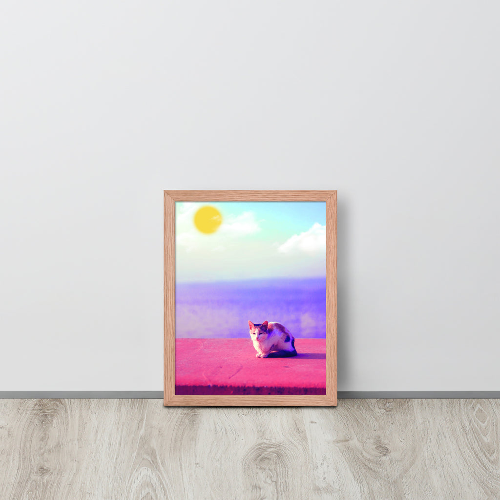 Cat in Seaside | 可再生木製框架啞光海報 Framed Matte Poster