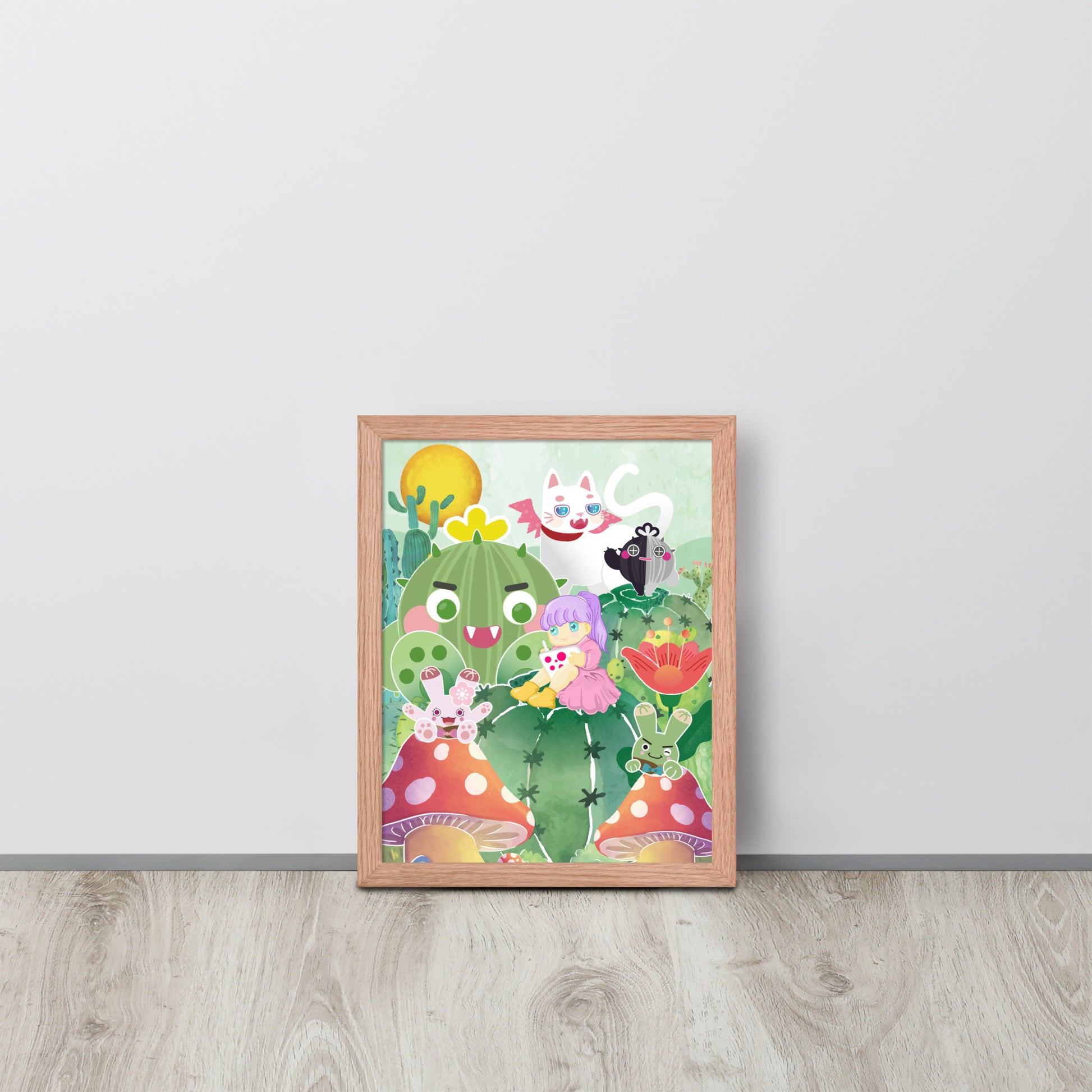 Plump Cactus Forest | 可再生木製框架啞光海報 Framed Matte Poster