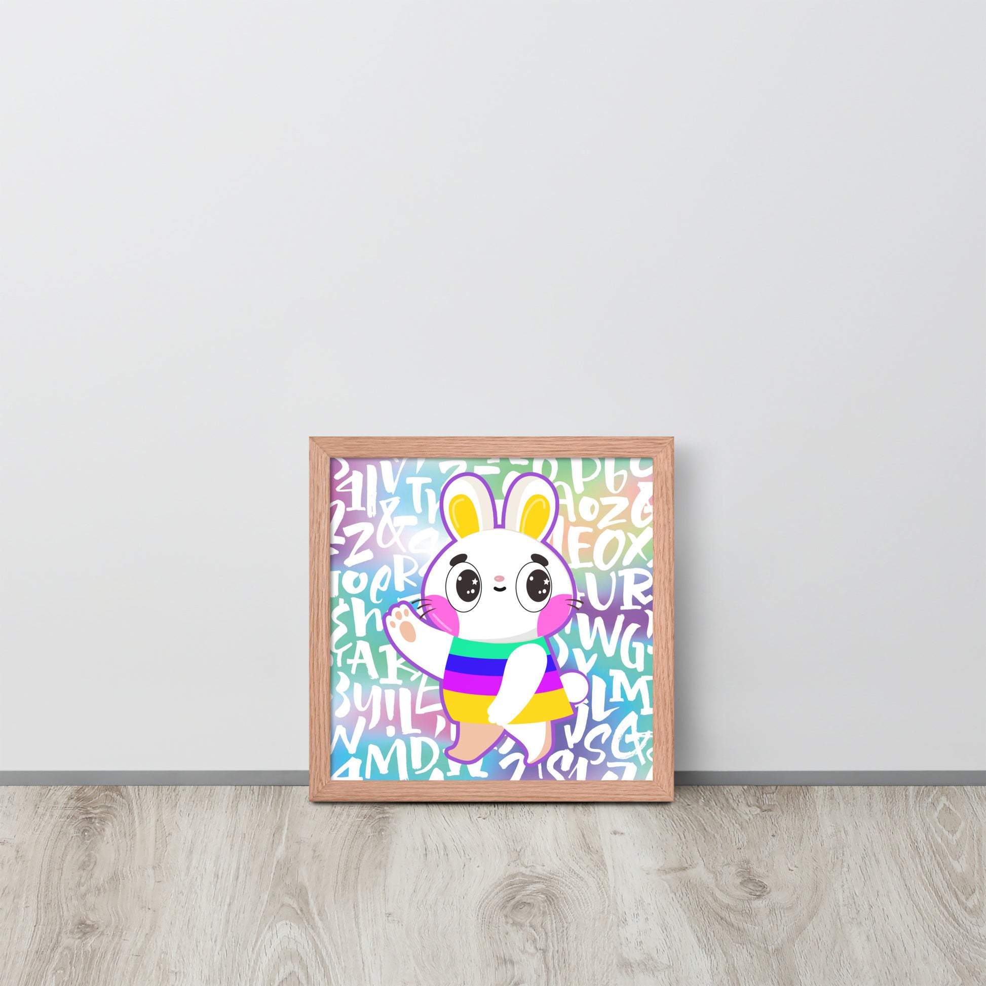 Rainbow Rabbit | 可再生木製框架啞光海報 Framed Matte Poster