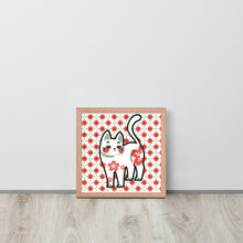 Load image into Gallery viewer, Red Green Cat with Flower Pattern | 可再生木製框架啞光海報 Framed Matte Poster
