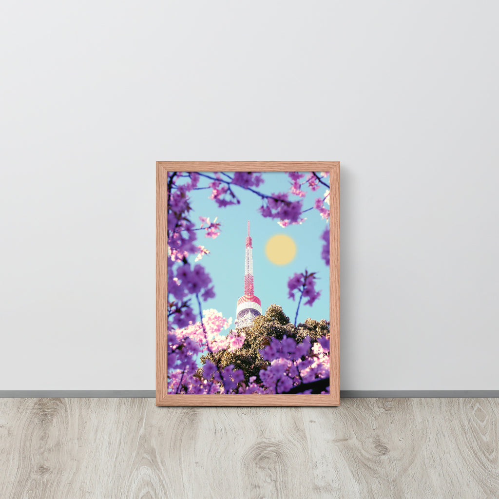 Sakura Japan Tower | 可再生木製框架啞光海報 Framed Matte Poster