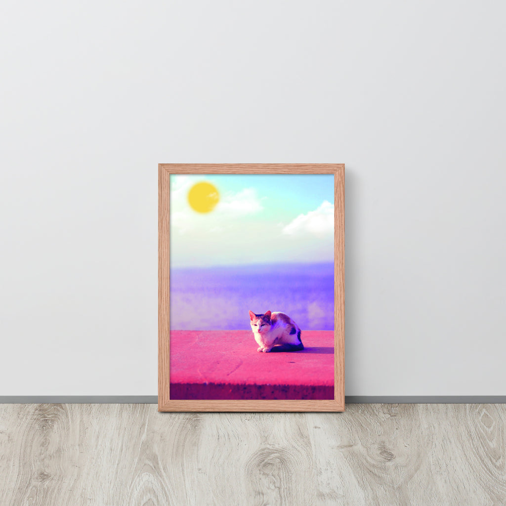 Cat in Seaside | 可再生木製框架啞光海報 Framed Matte Poster