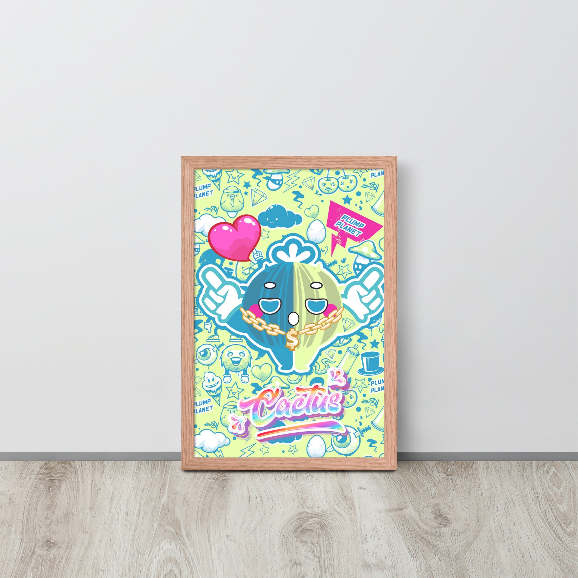 Rock Cactus Boy | 可再生木製框架啞光海報 Framed Matte Poster