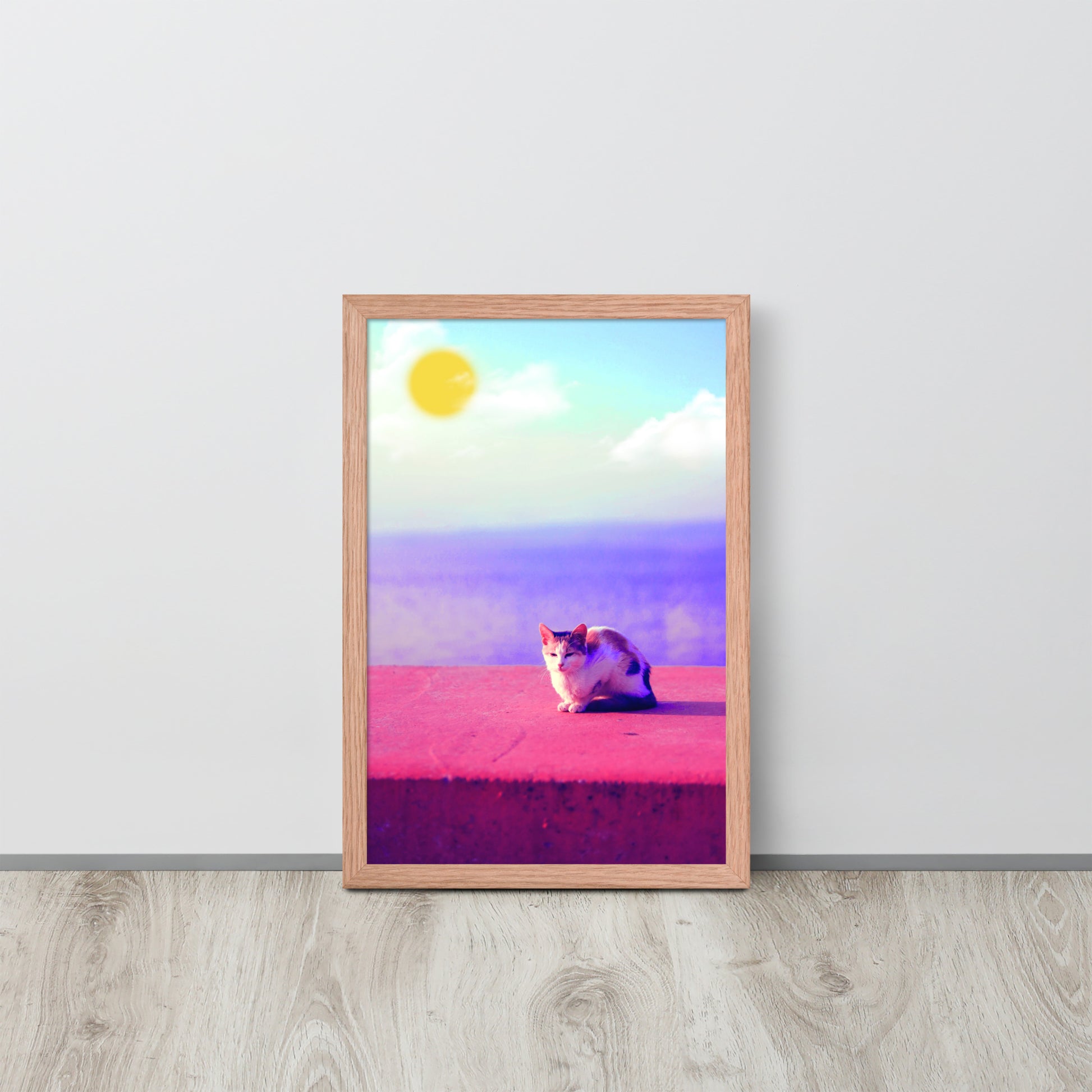Cat in Seaside | 可再生木製框架啞光海報 Framed Matte Poster