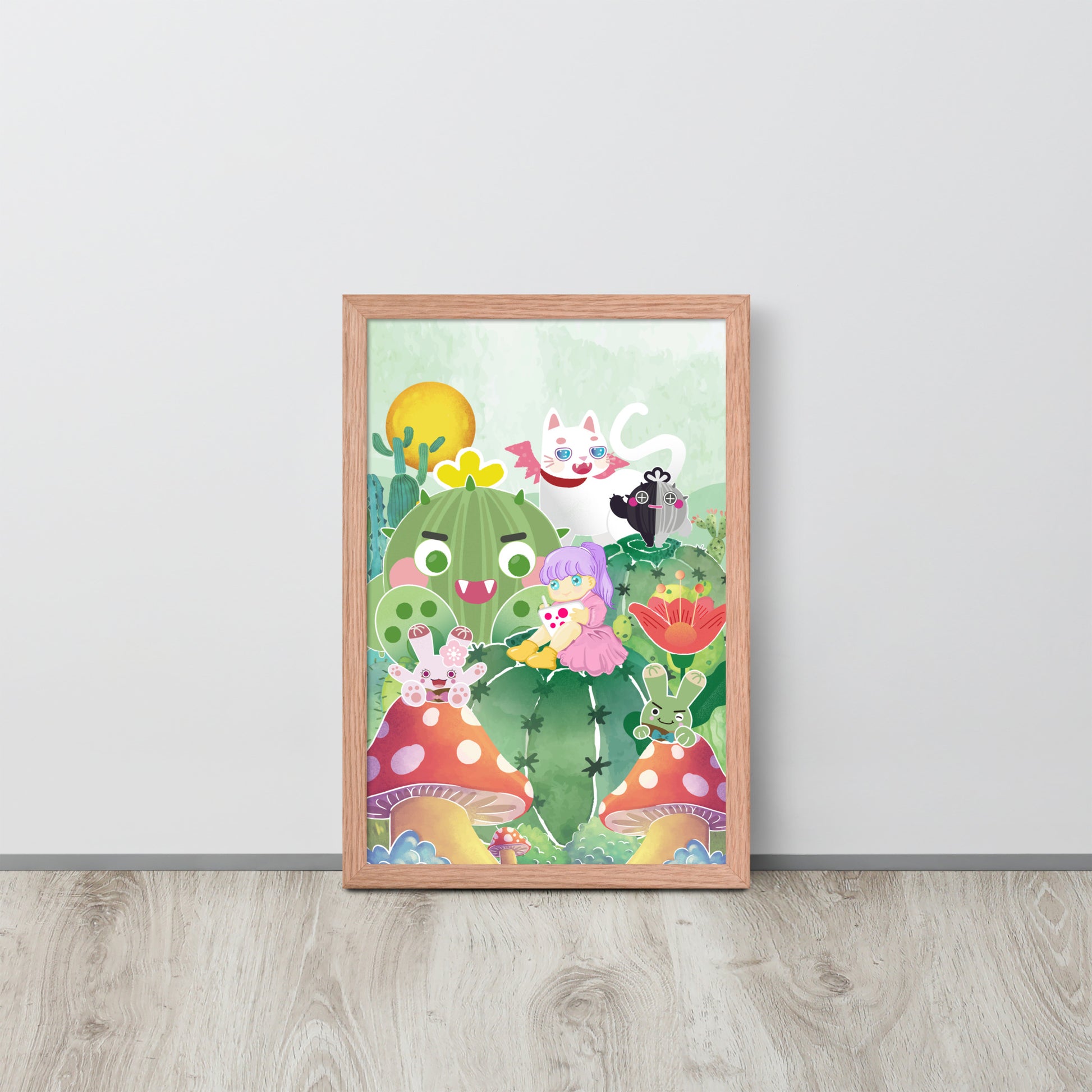 Plump Cactus Forest | 可再生木製框架啞光海報 Framed Matte Poster