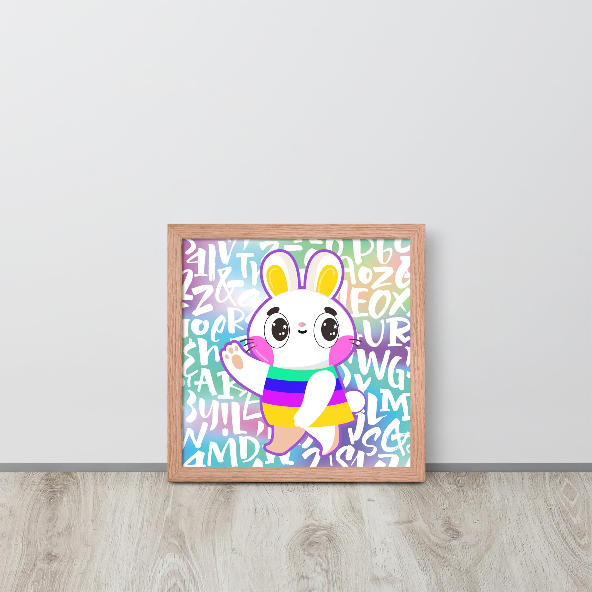Rainbow Rabbit | 可再生木製框架啞光海報 Framed Matte Poster
