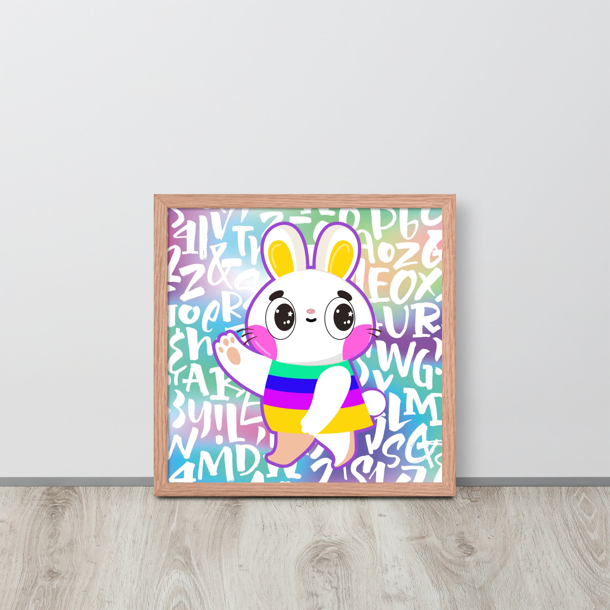 Rainbow Rabbit | 可再生木製框架啞光海報 Framed Matte Poster