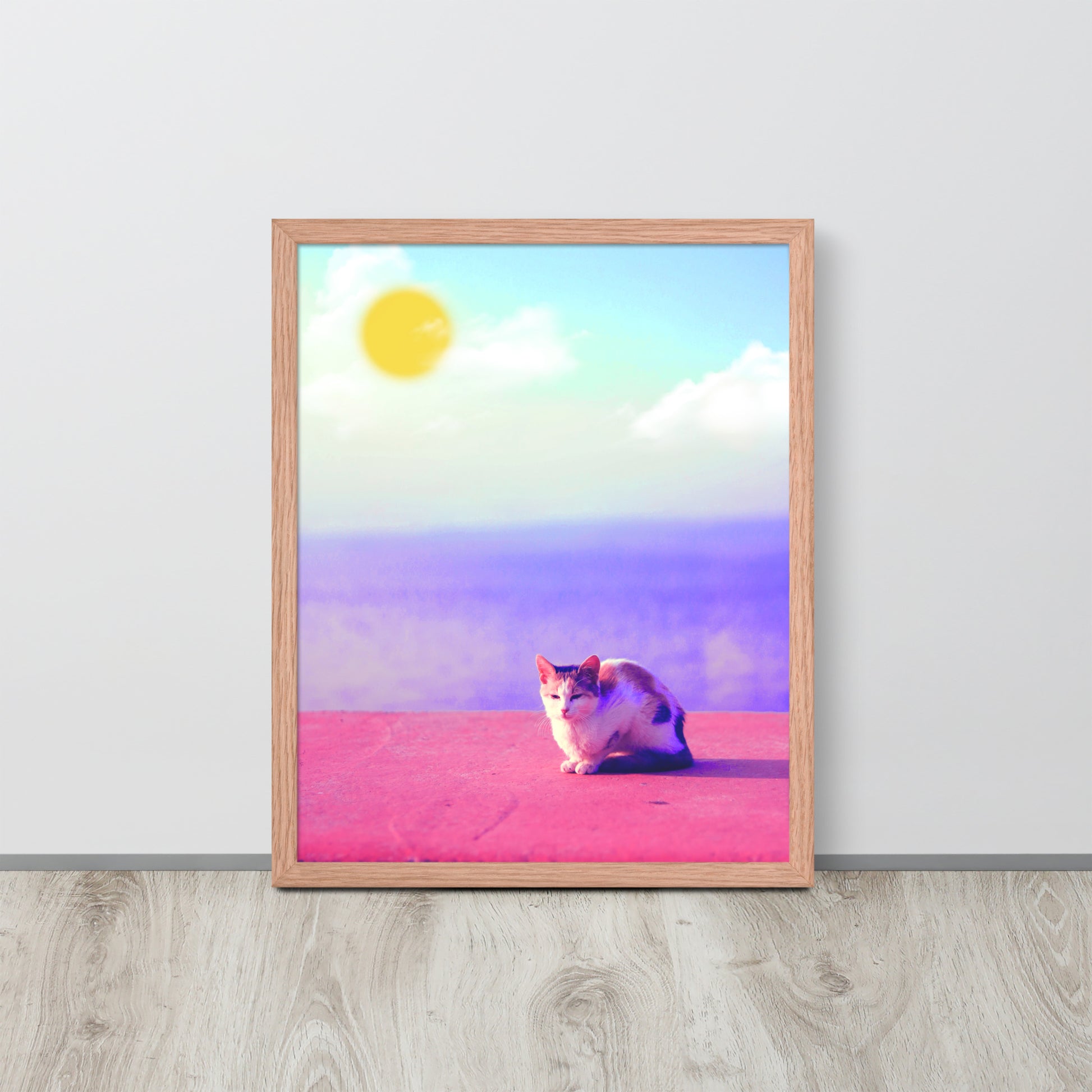 Cat in Seaside | 可再生木製框架啞光海報 Framed Matte Poster