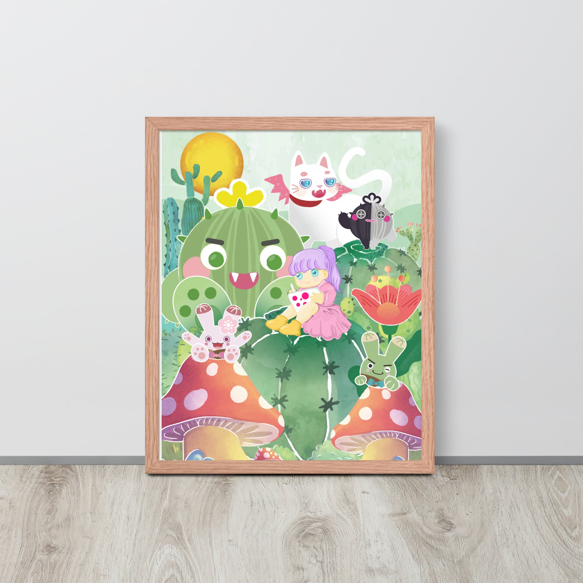Plump Cactus Forest | 可再生木製框架啞光海報 Framed Matte Poster