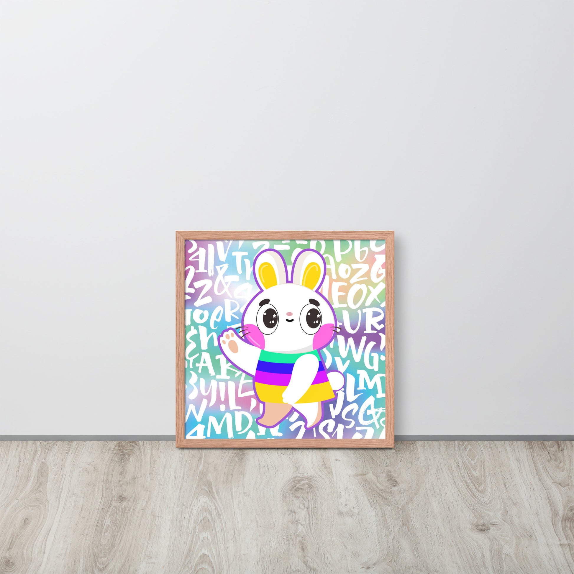 Rainbow Rabbit | 可再生木製框架啞光海報 Framed Matte Poster