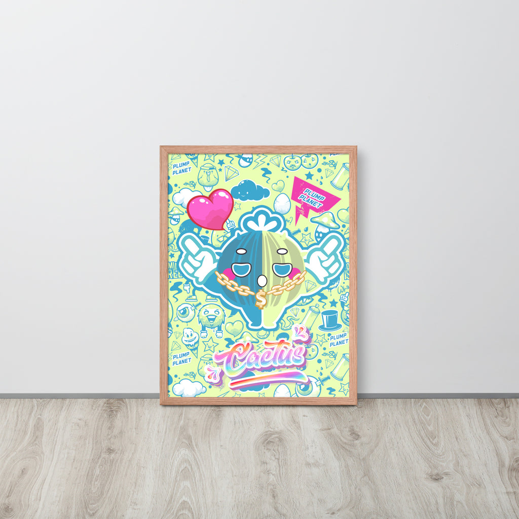 Rock Cactus Boy | 可再生木製框架啞光海報 Framed Matte Poster