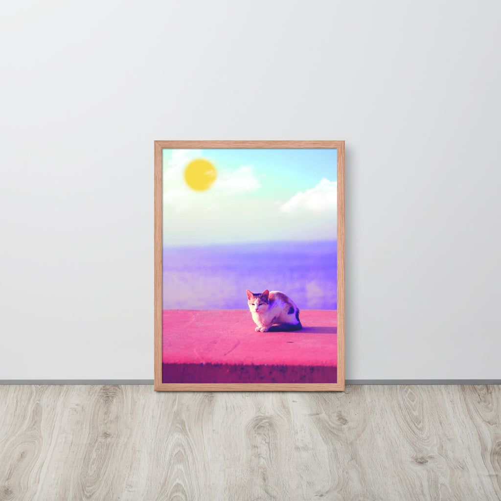 Cat in Seaside | 可再生木製框架啞光海報 Framed Matte Poster