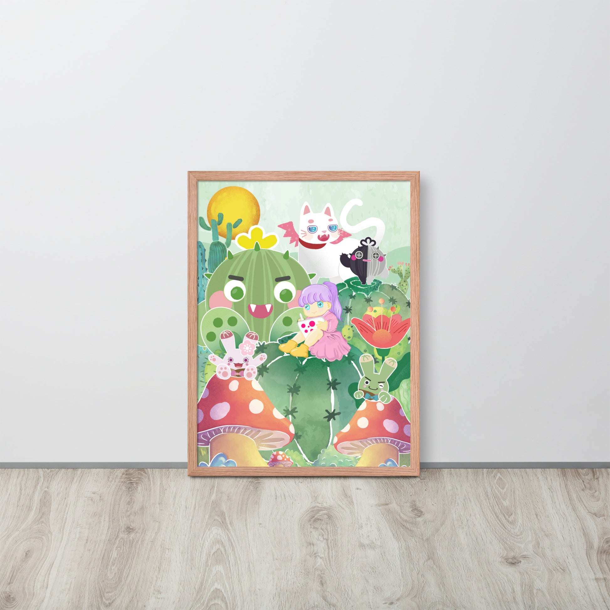 Plump Cactus Forest | 可再生木製框架啞光海報 Framed Matte Poster