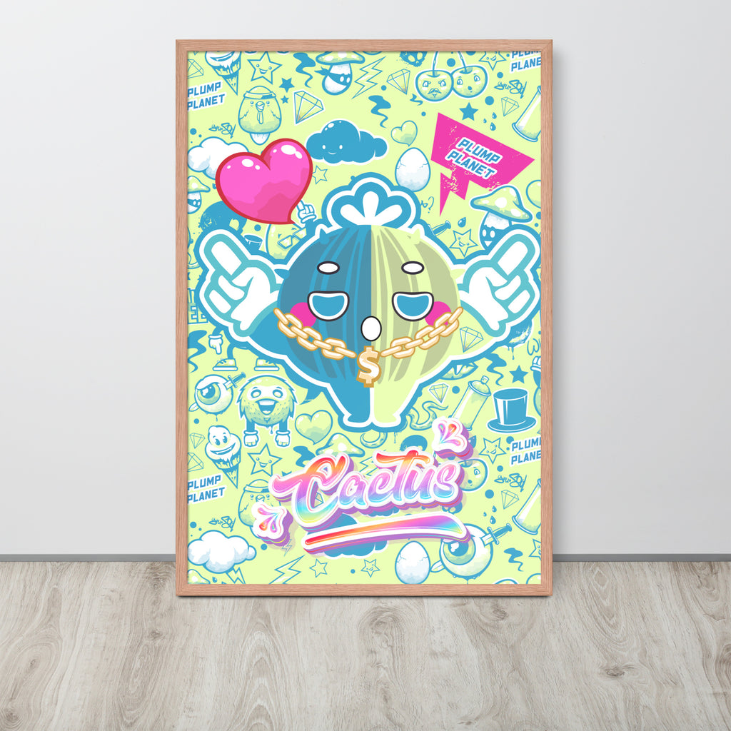 Rock Cactus Boy | 可再生木製框架啞光海報 Framed Matte Poster