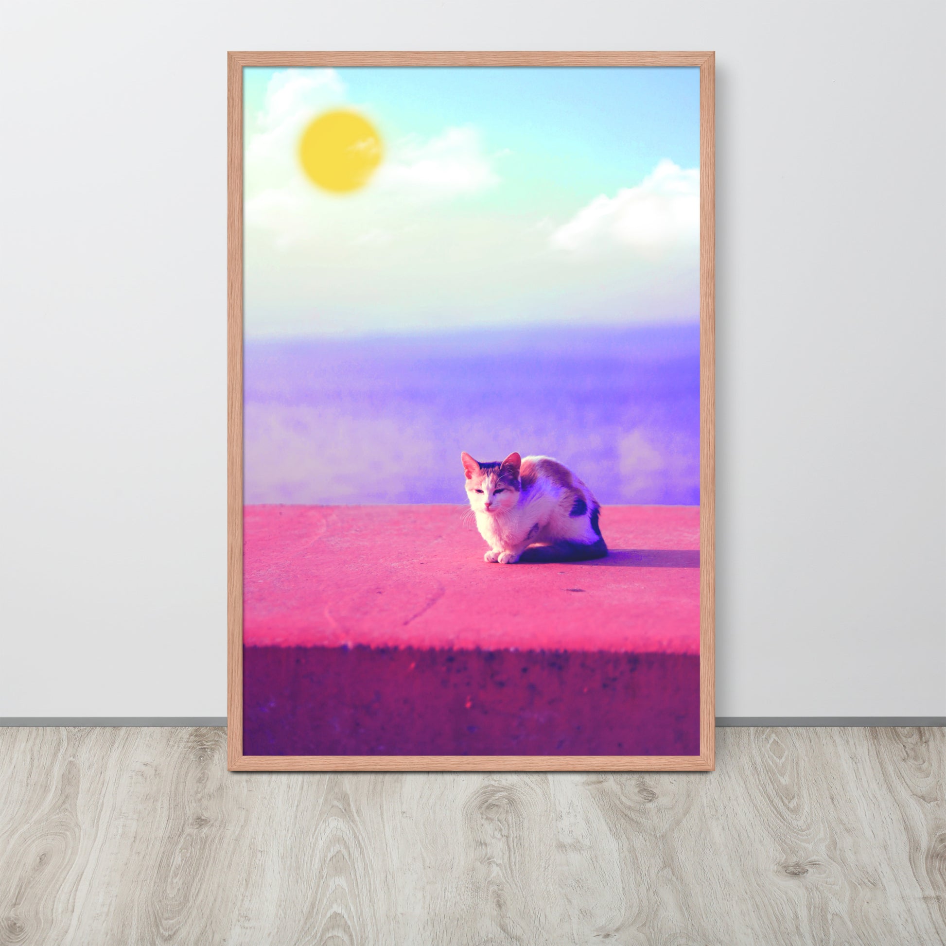 Cat in Seaside | 可再生木製框架啞光海報 Framed Matte Poster