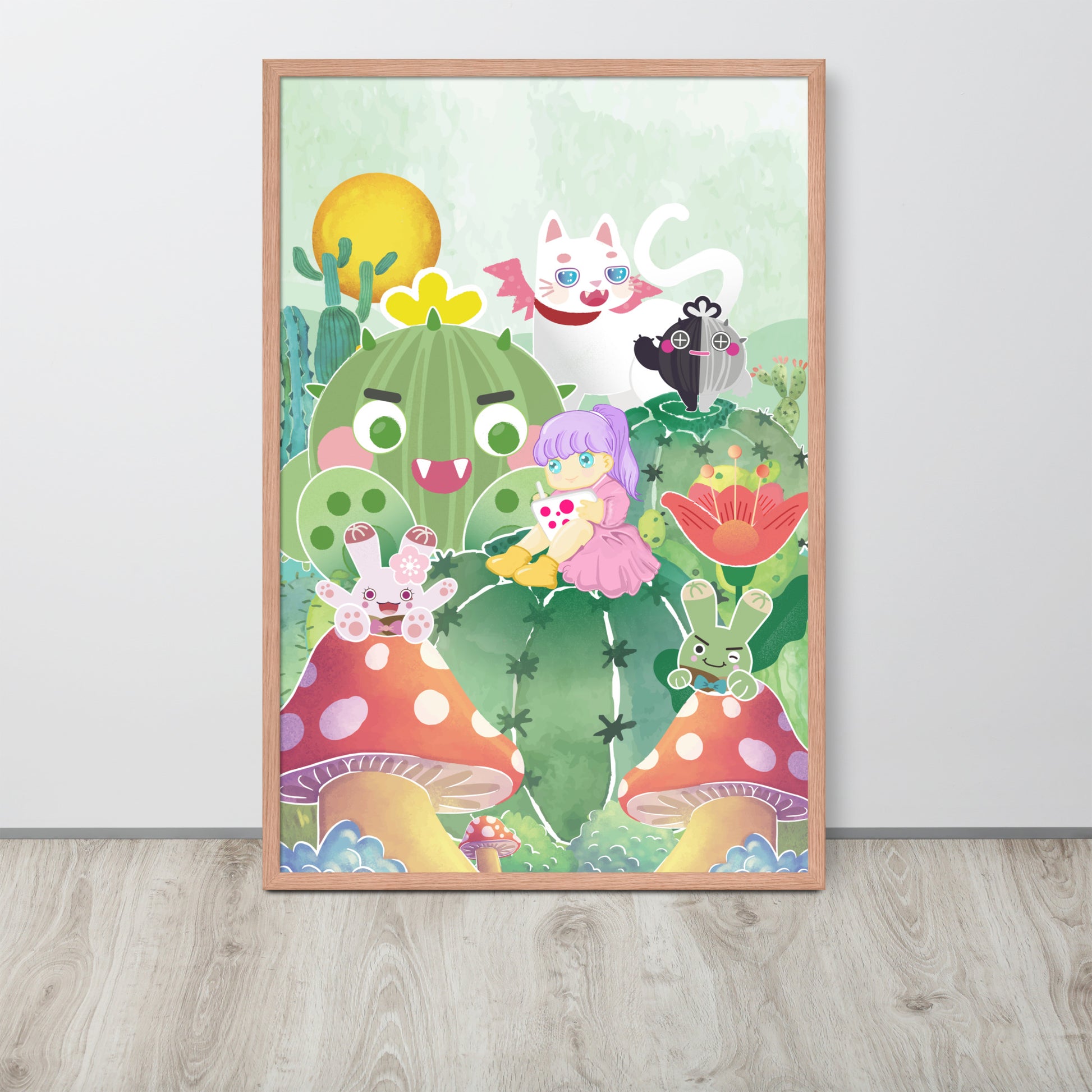 Plump Cactus Forest | 可再生木製框架啞光海報 Framed Matte Poster