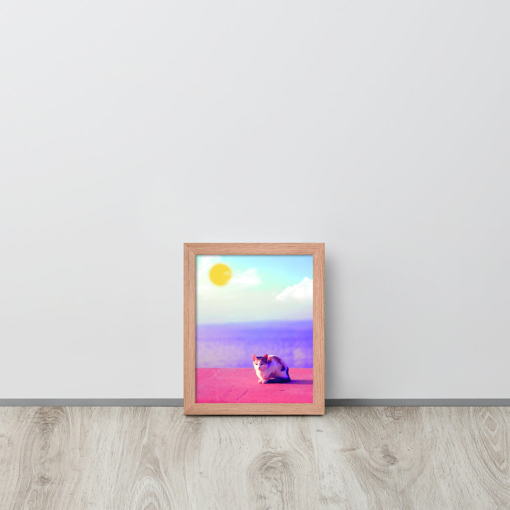 Cat in Seaside | 可再生木製框架啞光海報 Framed Matte Poster