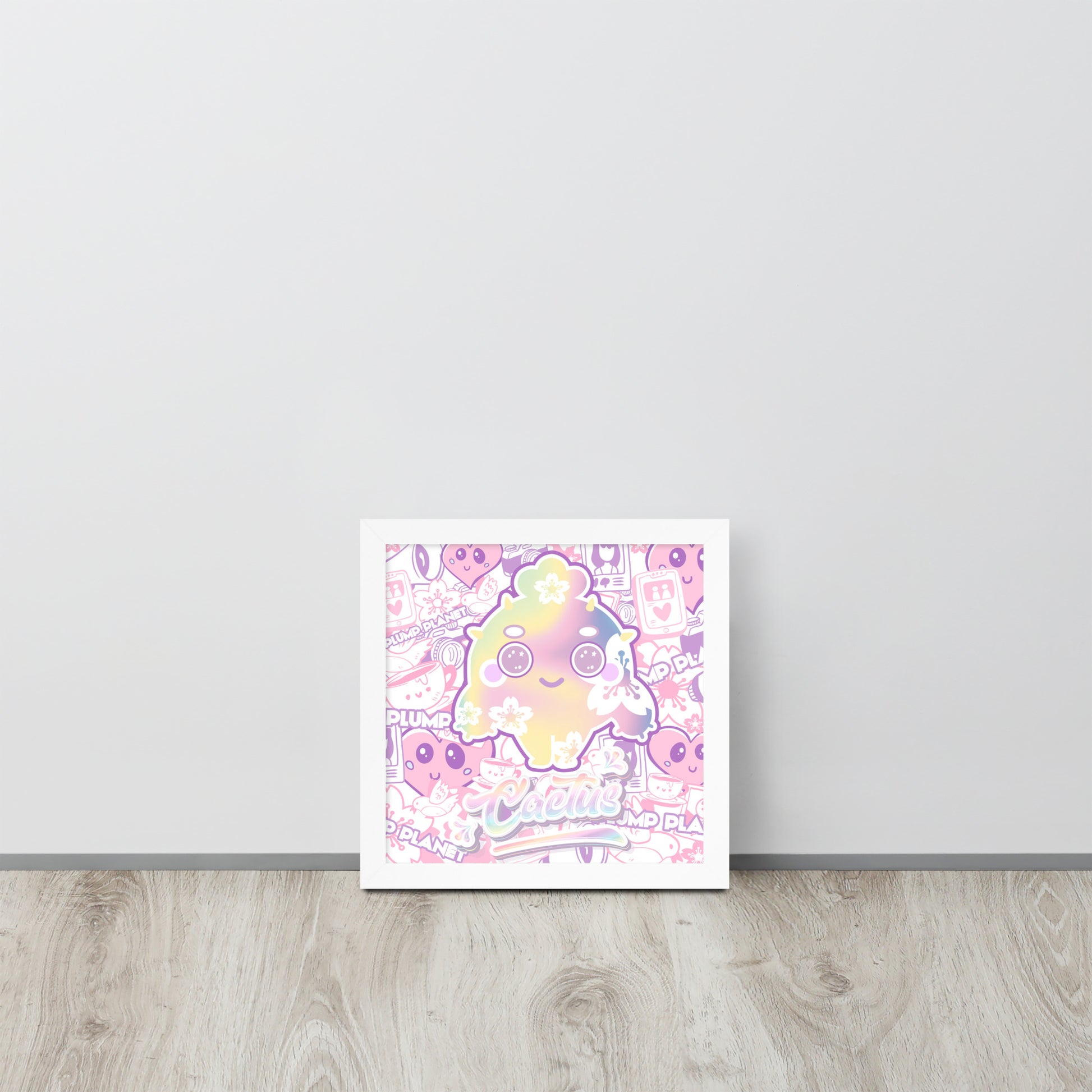 Sakura Pink Cactus Lady | 可再生木製框架啞光海報 Framed Matte Poster