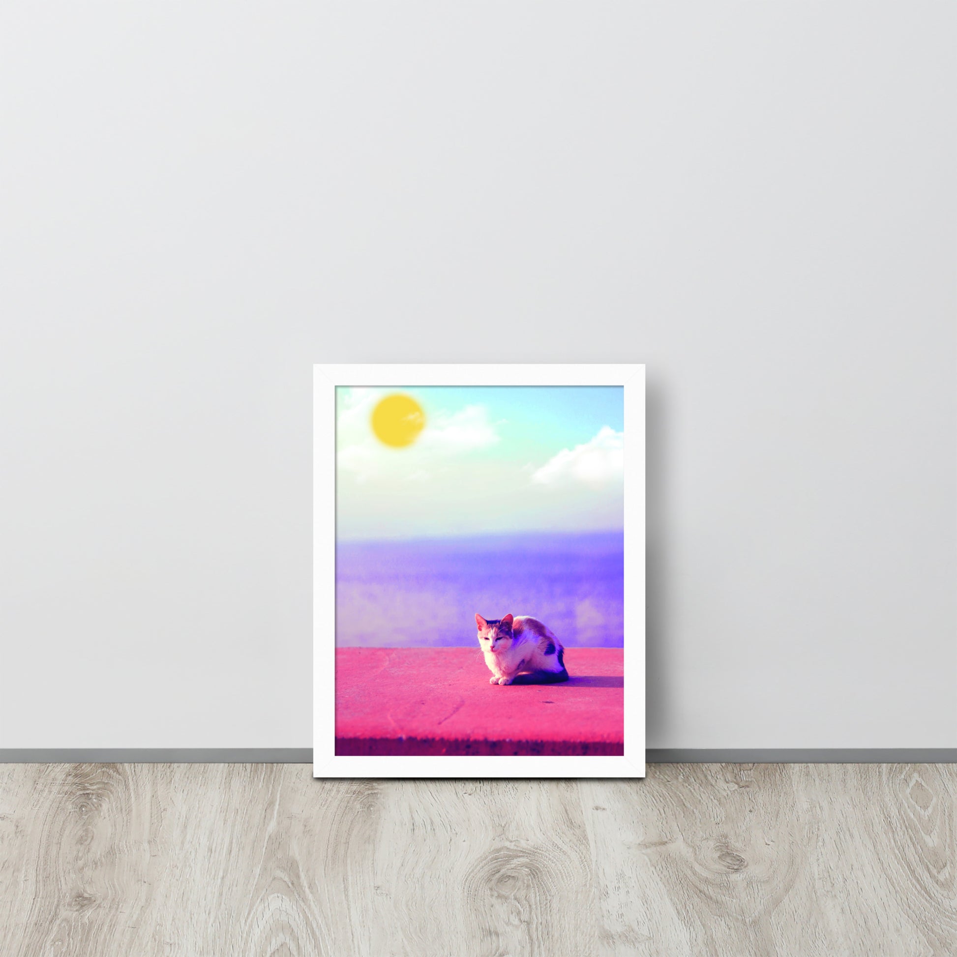 Cat in Seaside | 可再生木製框架啞光海報 Framed Matte Poster