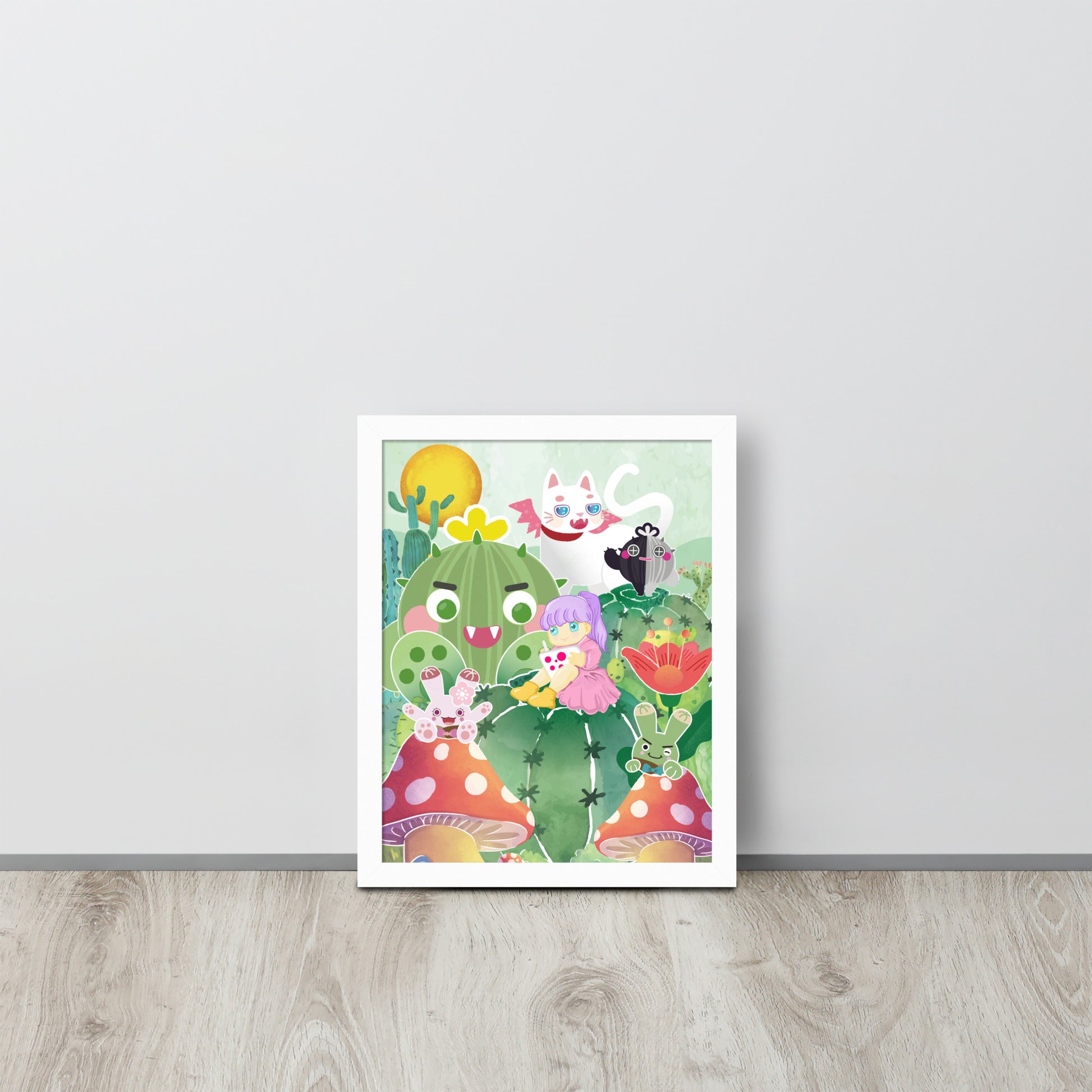 Plump Cactus Forest | 可再生木製框架啞光海報 Framed Matte Poster