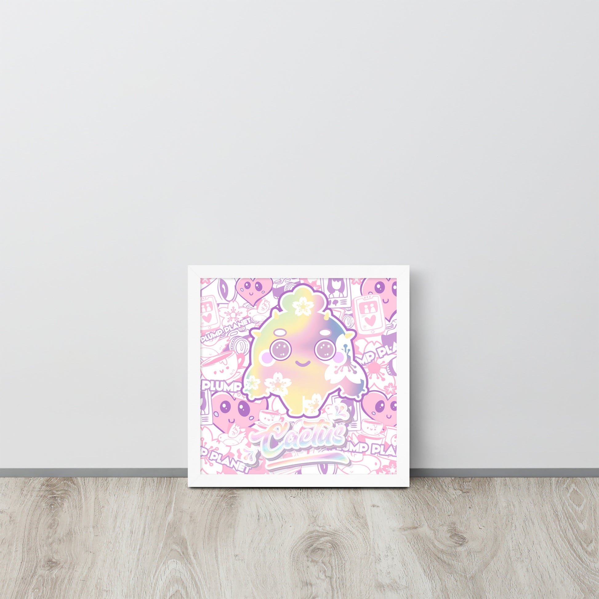 Sakura Pink Cactus Lady | 可再生木製框架啞光海報 Framed Matte Poster