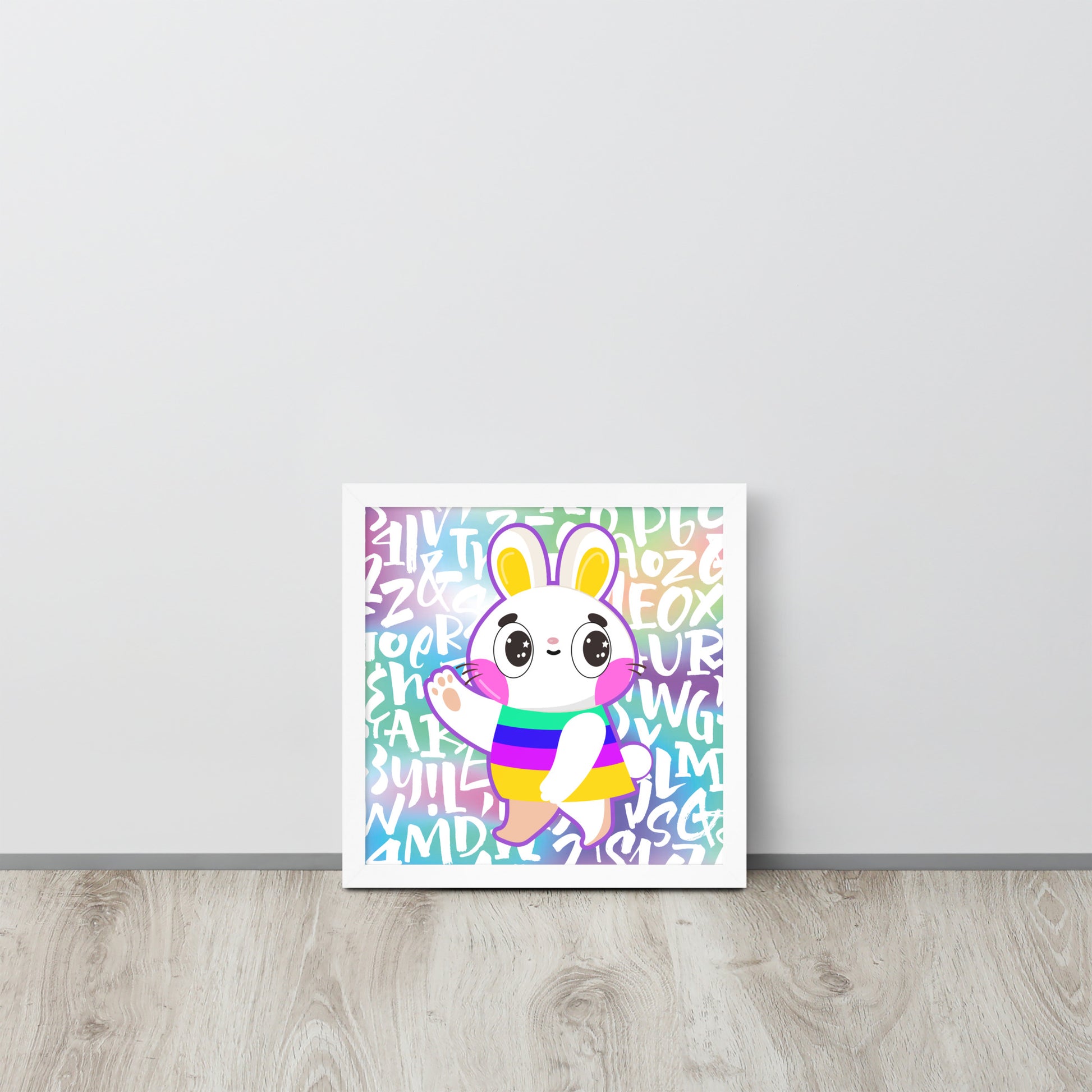 Rainbow Rabbit | 可再生木製框架啞光海報 Framed Matte Poster