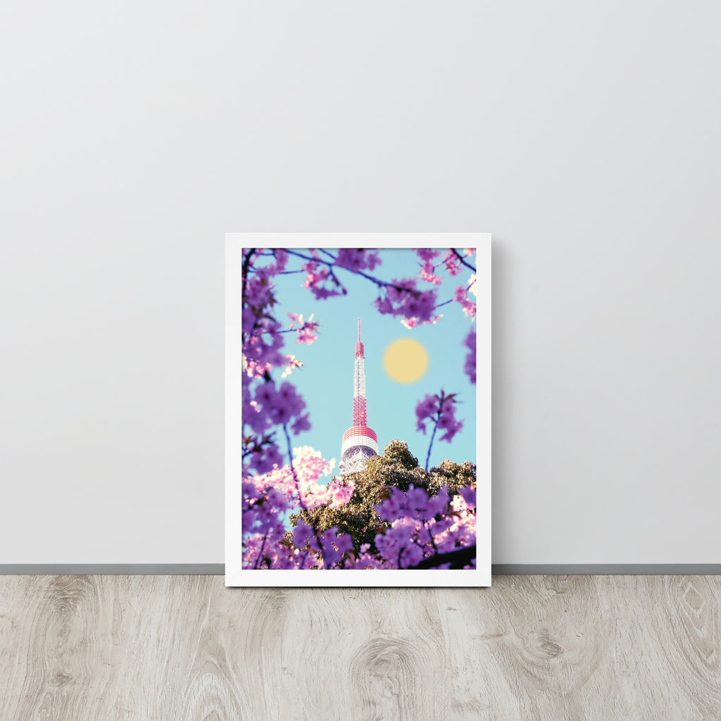 Sakura Japan Tower | 可再生木製框架啞光海報 Framed Matte Poster